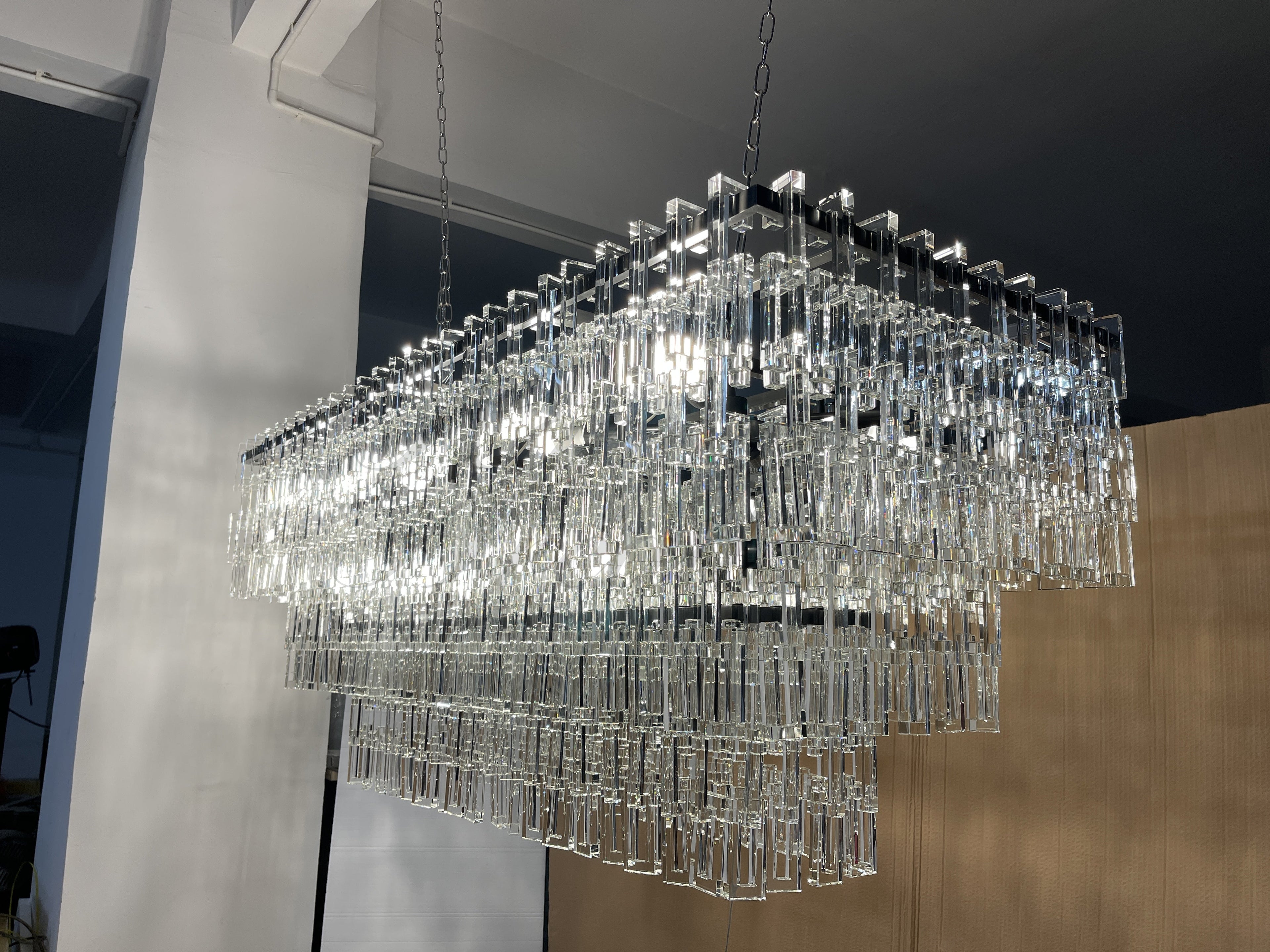 62 Inch Chain Crystal Tiered Rectangular Chandelier - Marignan