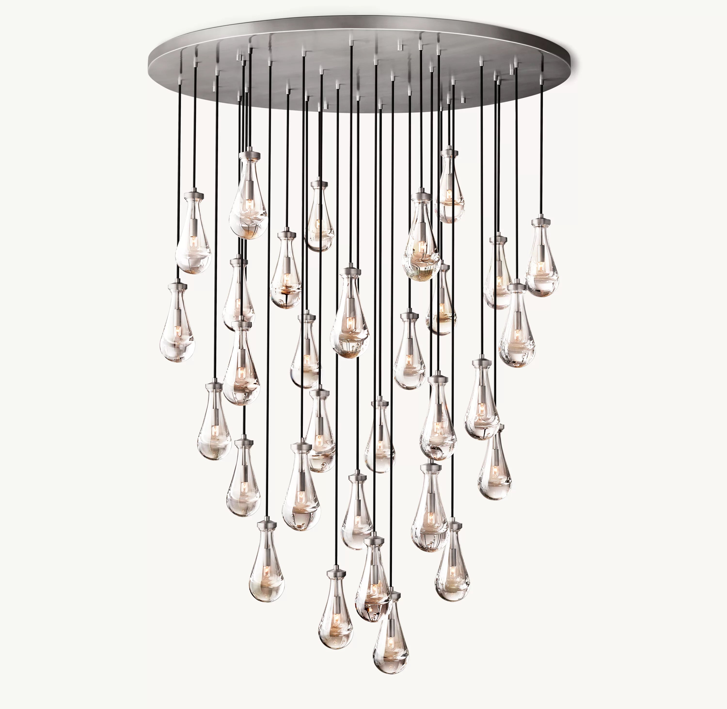 60 Inch Raindrop Glass Round Chandelier – Ava