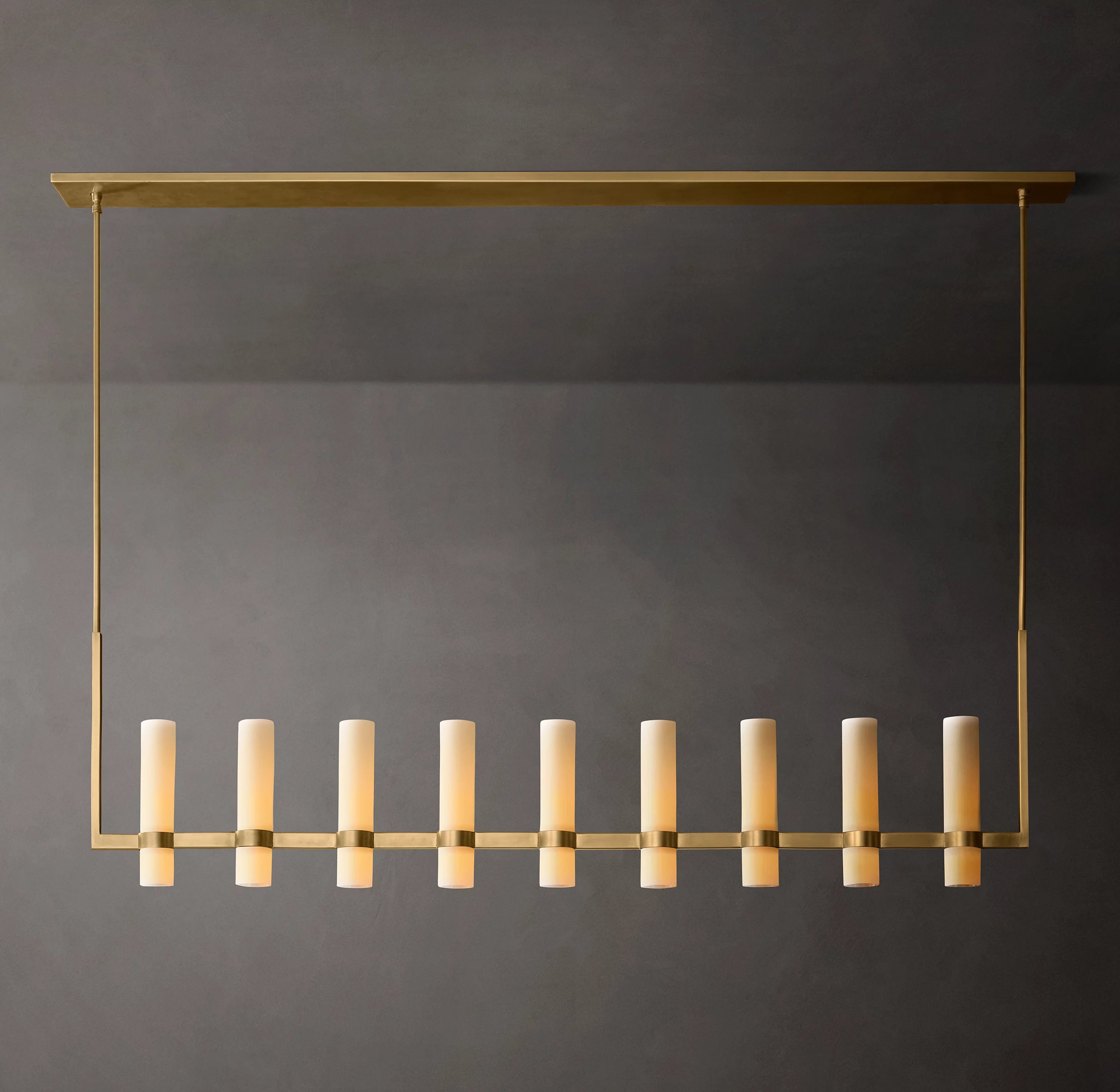 69 Inch Cylindrical Milk Glass Linear Chandelier - Ravelle
