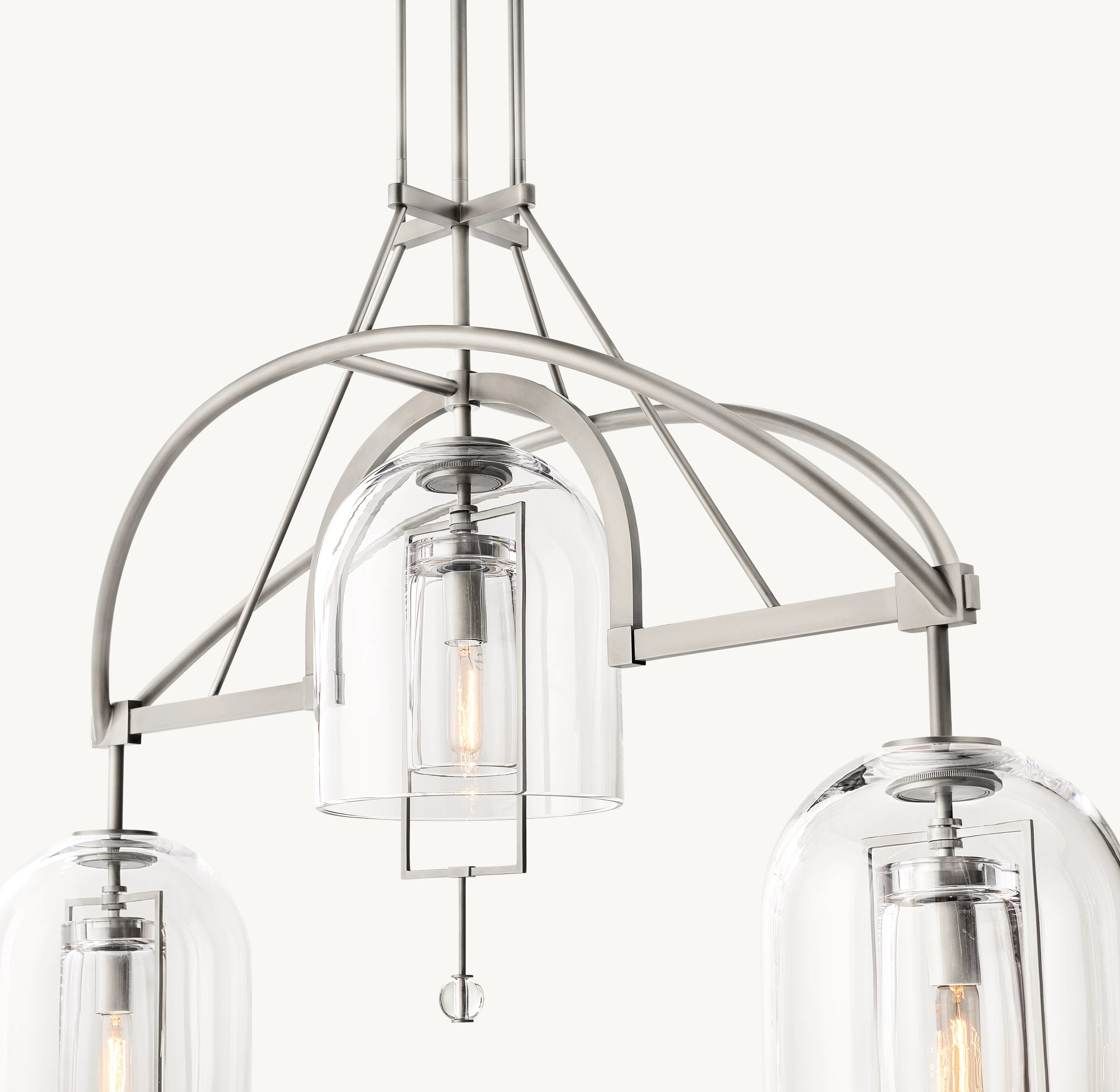 48 Inch Bell Glass Linear Chandelier - Fulcrum