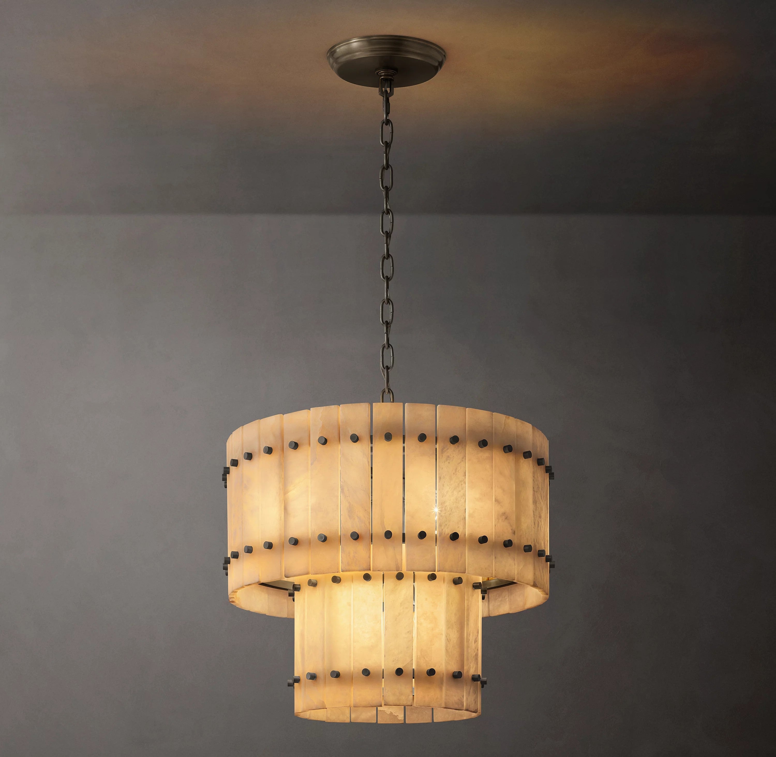 22 Inch Alabaster Two-Tier Chandelier - San Marco