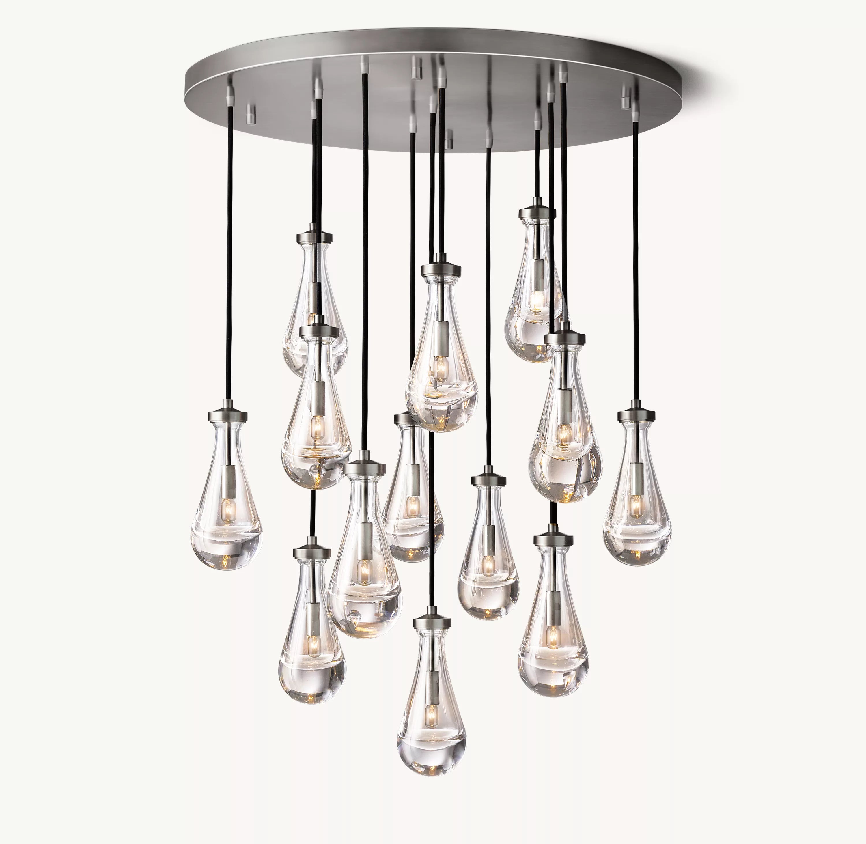36 Inch Raindrop Glass Round Chandelier – Ava