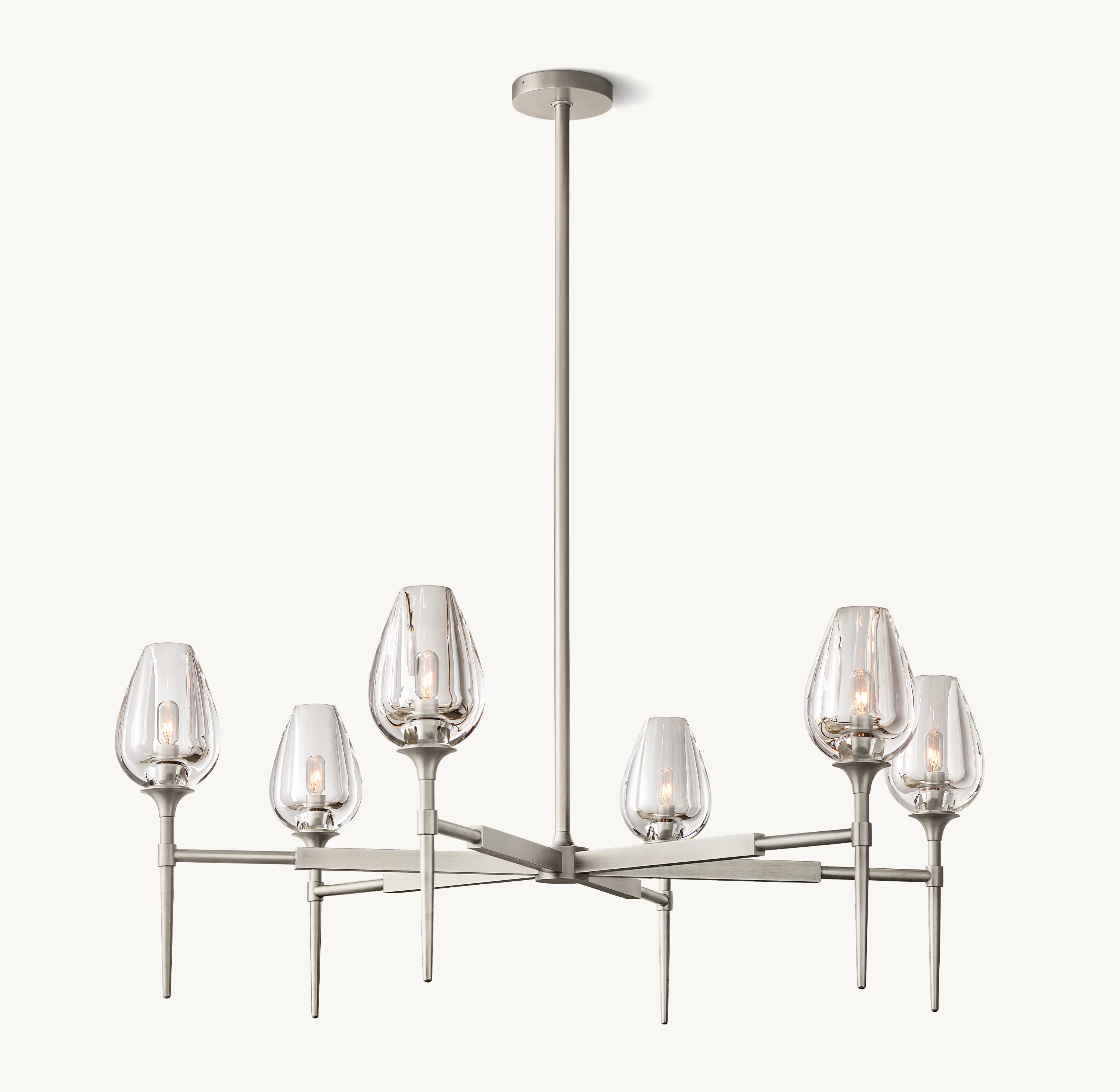 42 Inch Torchiere Crystal Arm Chandelier - Tulip