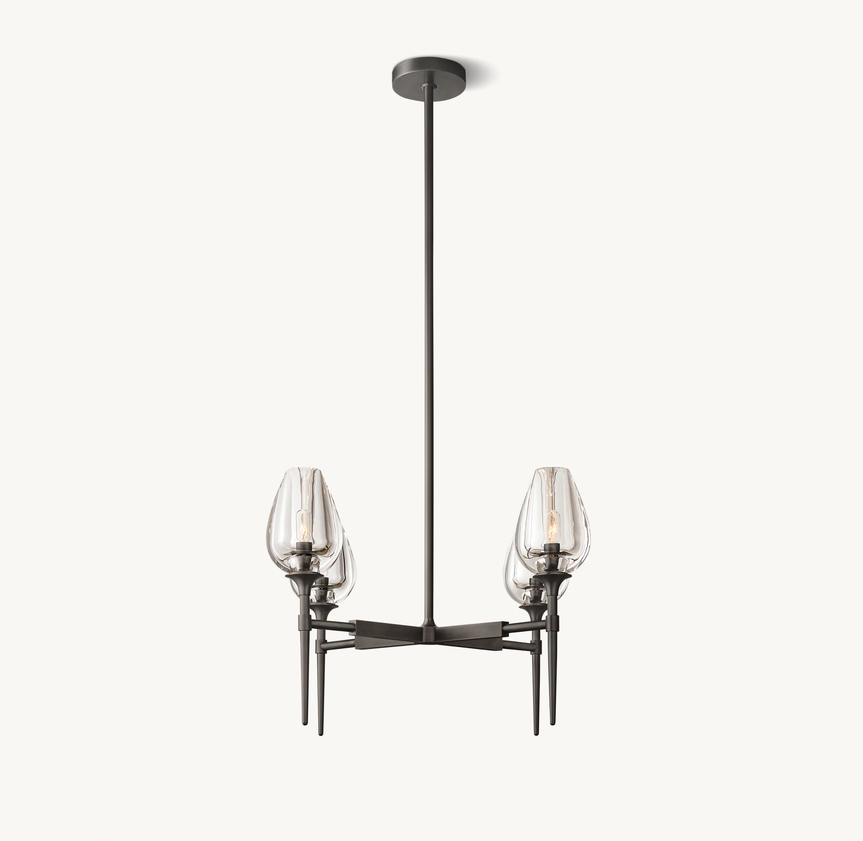 27 Inch Torchiere Crystal Arm Chandelier - Tulip