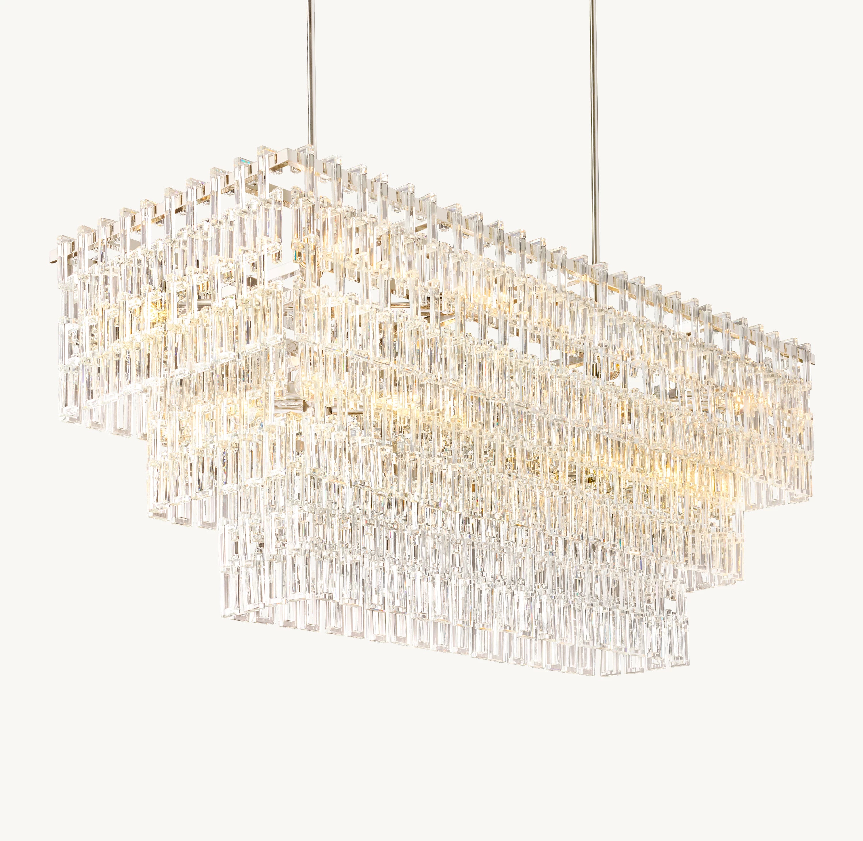 62 Inch Chain Crystal Tiered Rectangular Chandelier - Marignan