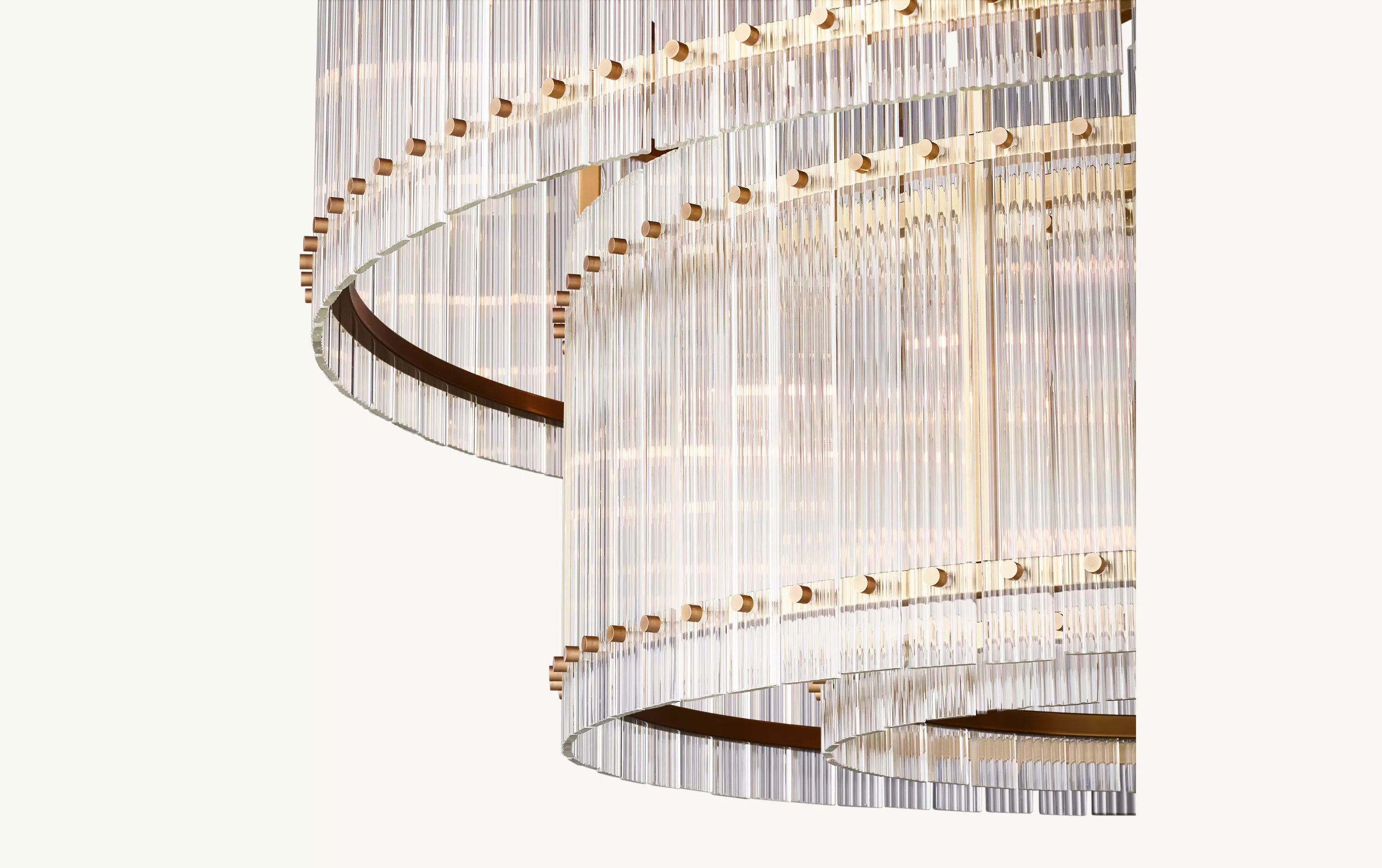 48 Inch Ribbed Glass Two-Tier Chandelier - San Marco