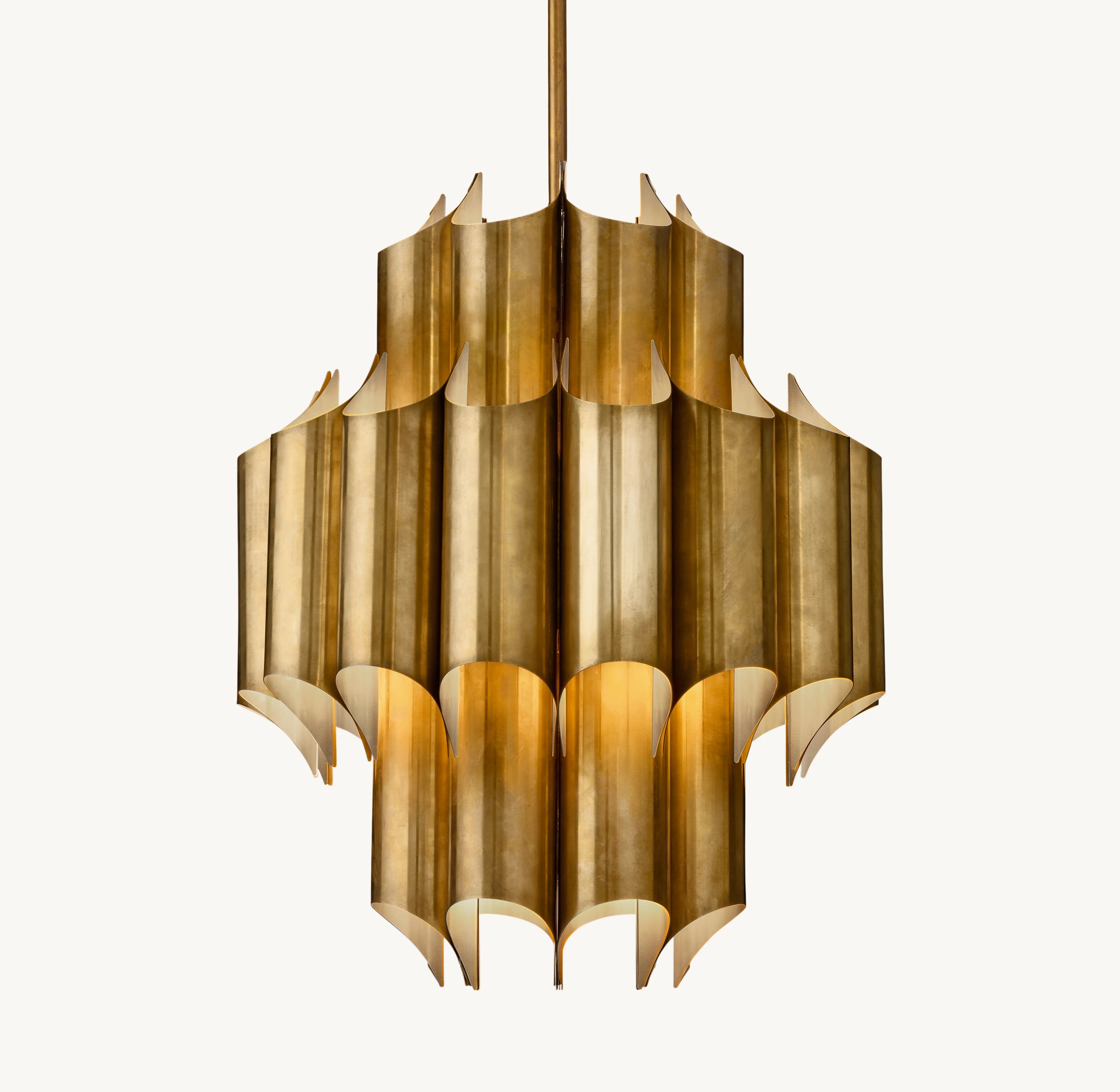 24 Inch Mid Century Modern Brass Chandelier - Cathedral