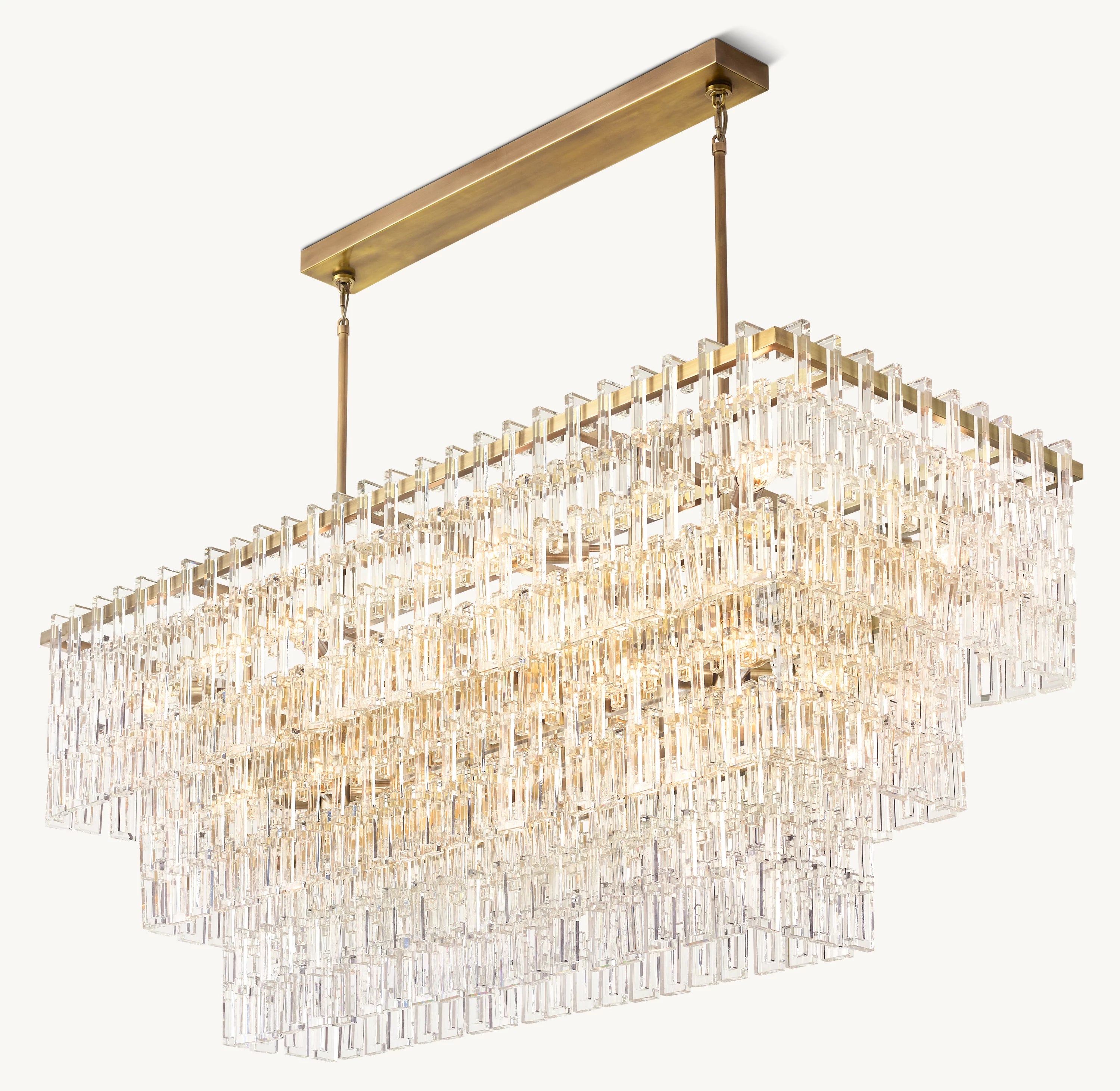 62 Inch Chain Crystal Tiered Rectangular Chandelier - Marignan