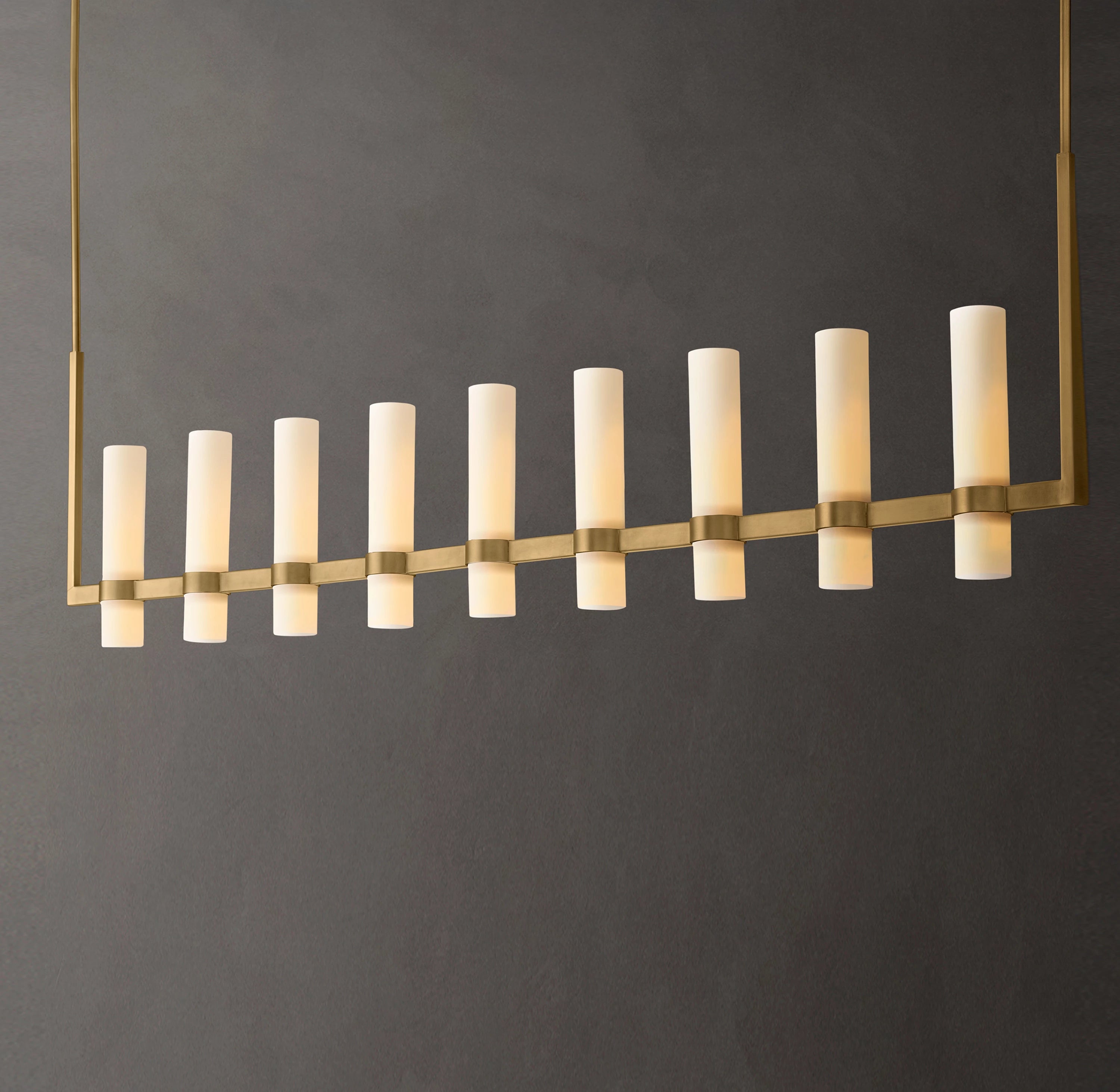 69 Inch Cylindrical Milk Glass Linear Chandelier - Ravelle