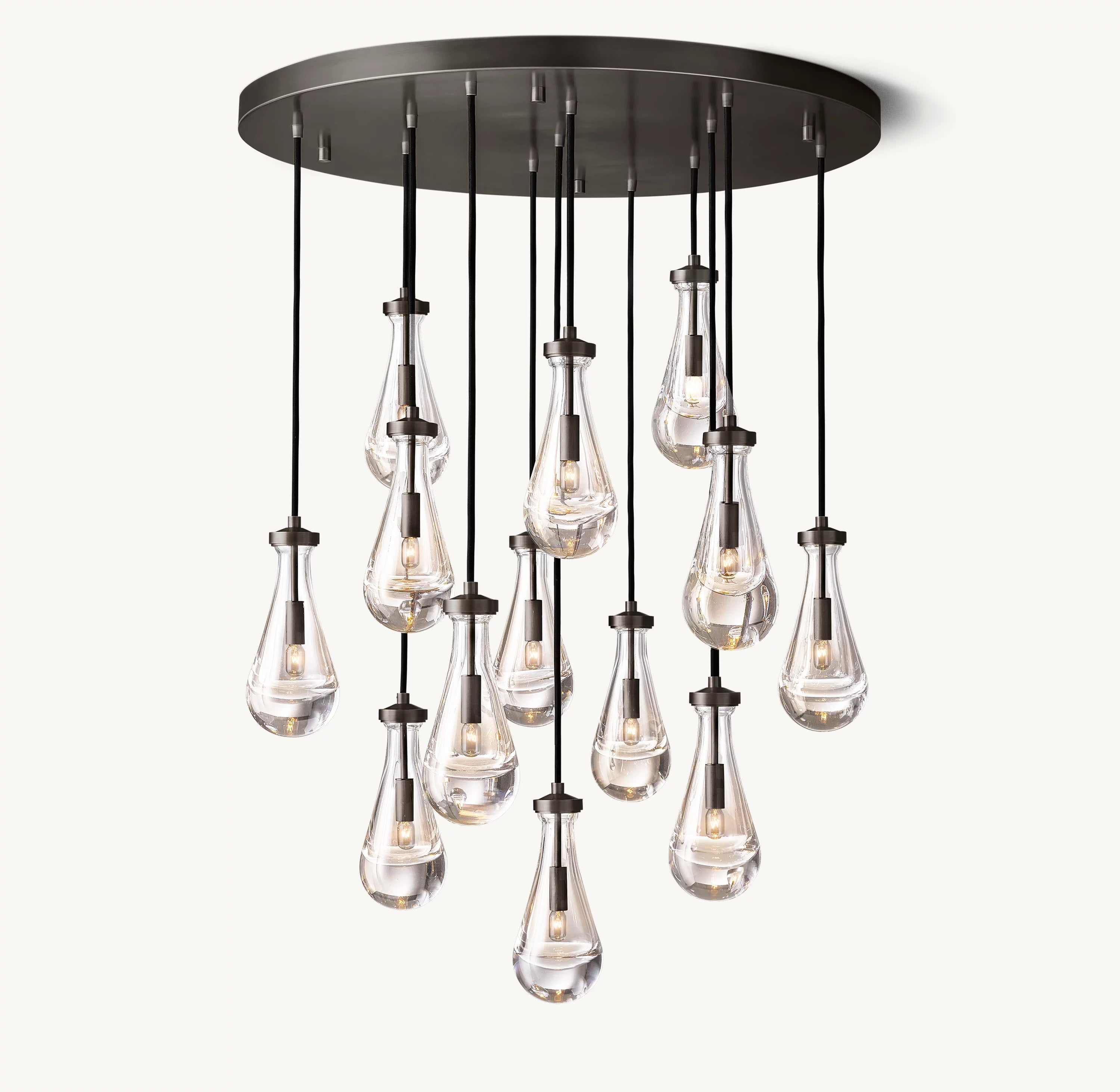 36 Inch Raindrop Glass Round Chandelier – Ava