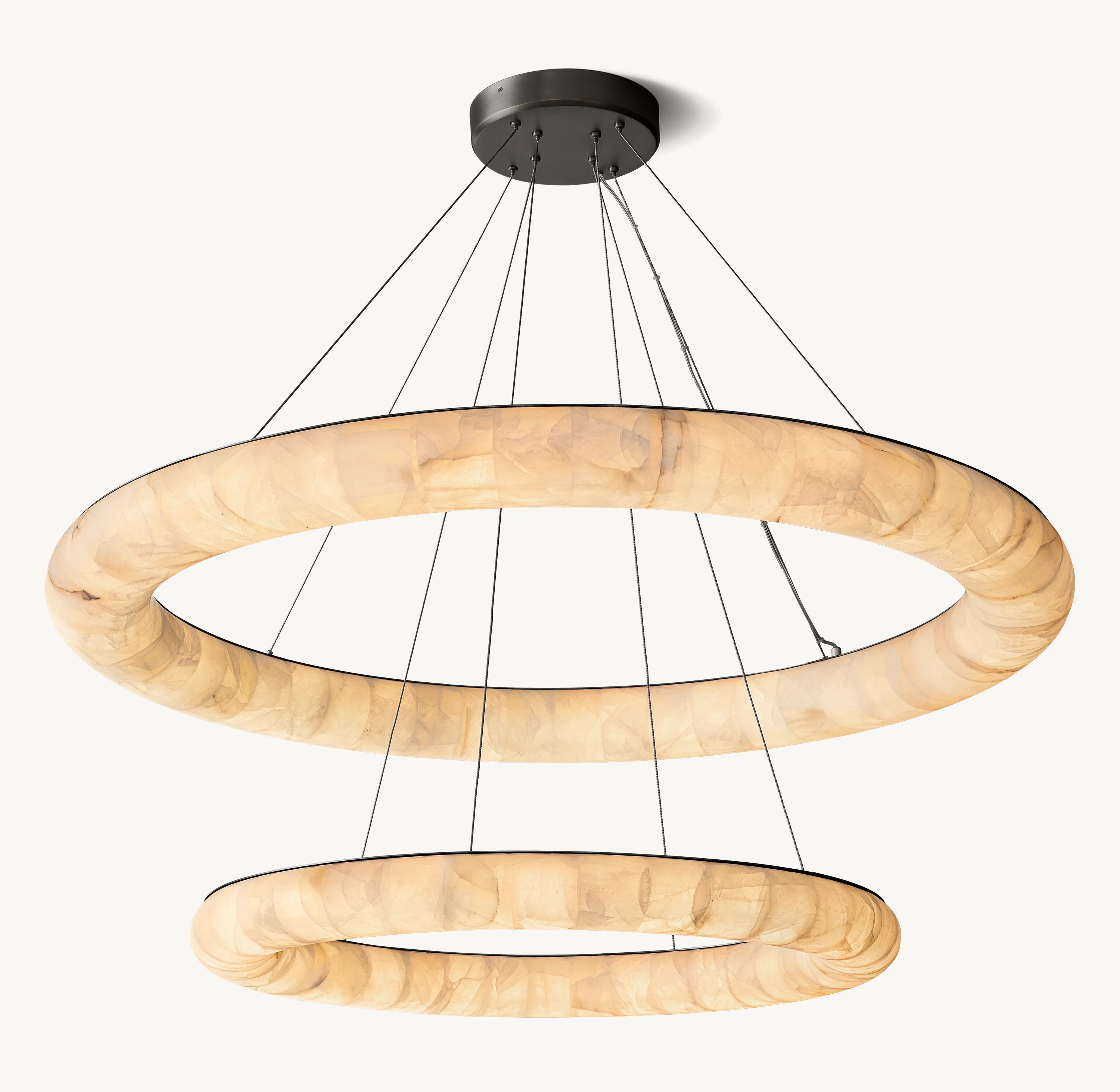 60 Inch Lisse Two-Tier Alabaster Chandelier - Rivage