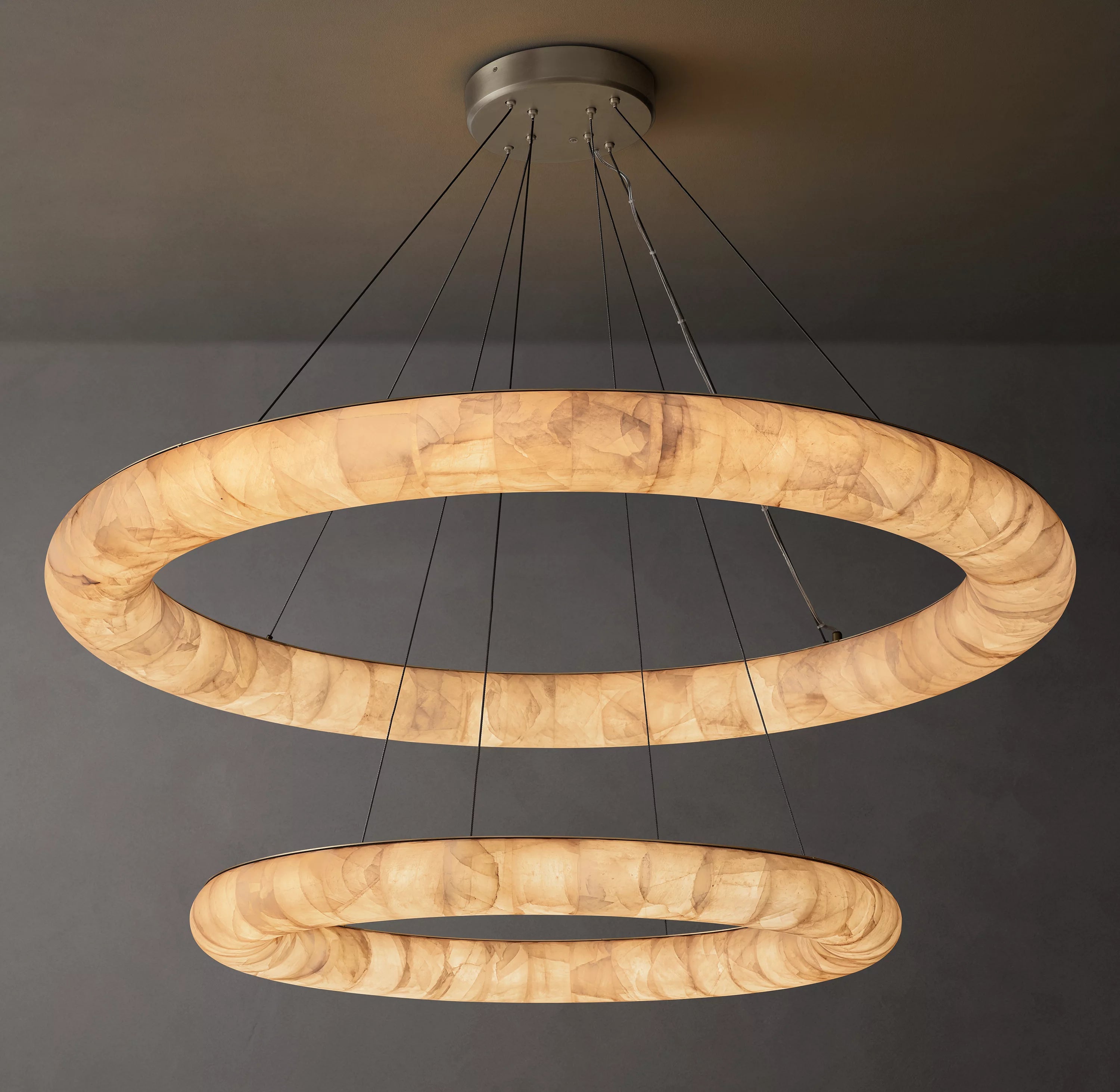 60 Inch Lisse Two-Tier Alabaster Chandelier - Rivage