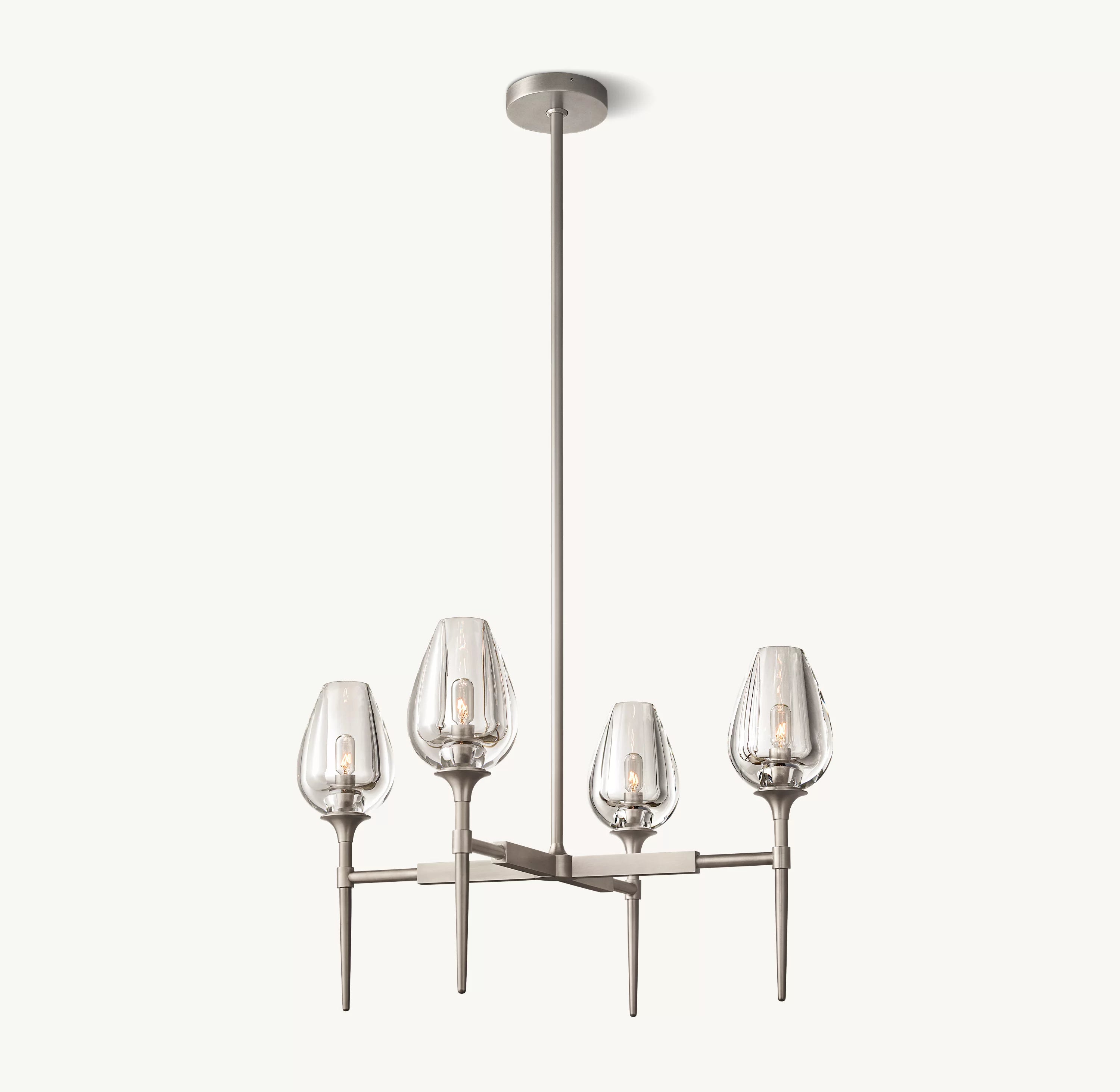 27 Inch Torchiere Crystal Arm Chandelier - Tulip