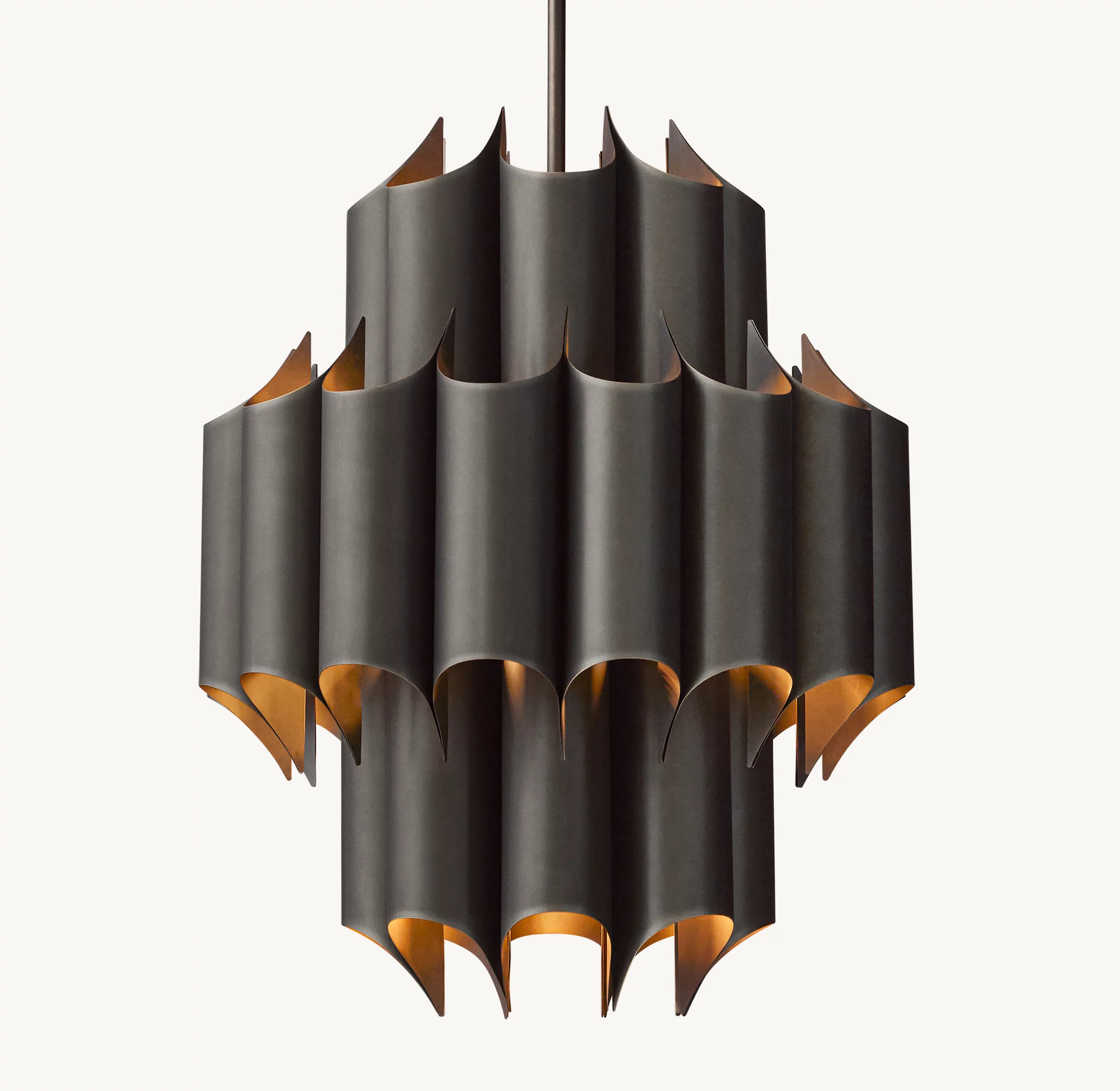 24 Inch Mid Century Modern Brass Chandelier - Cathedral