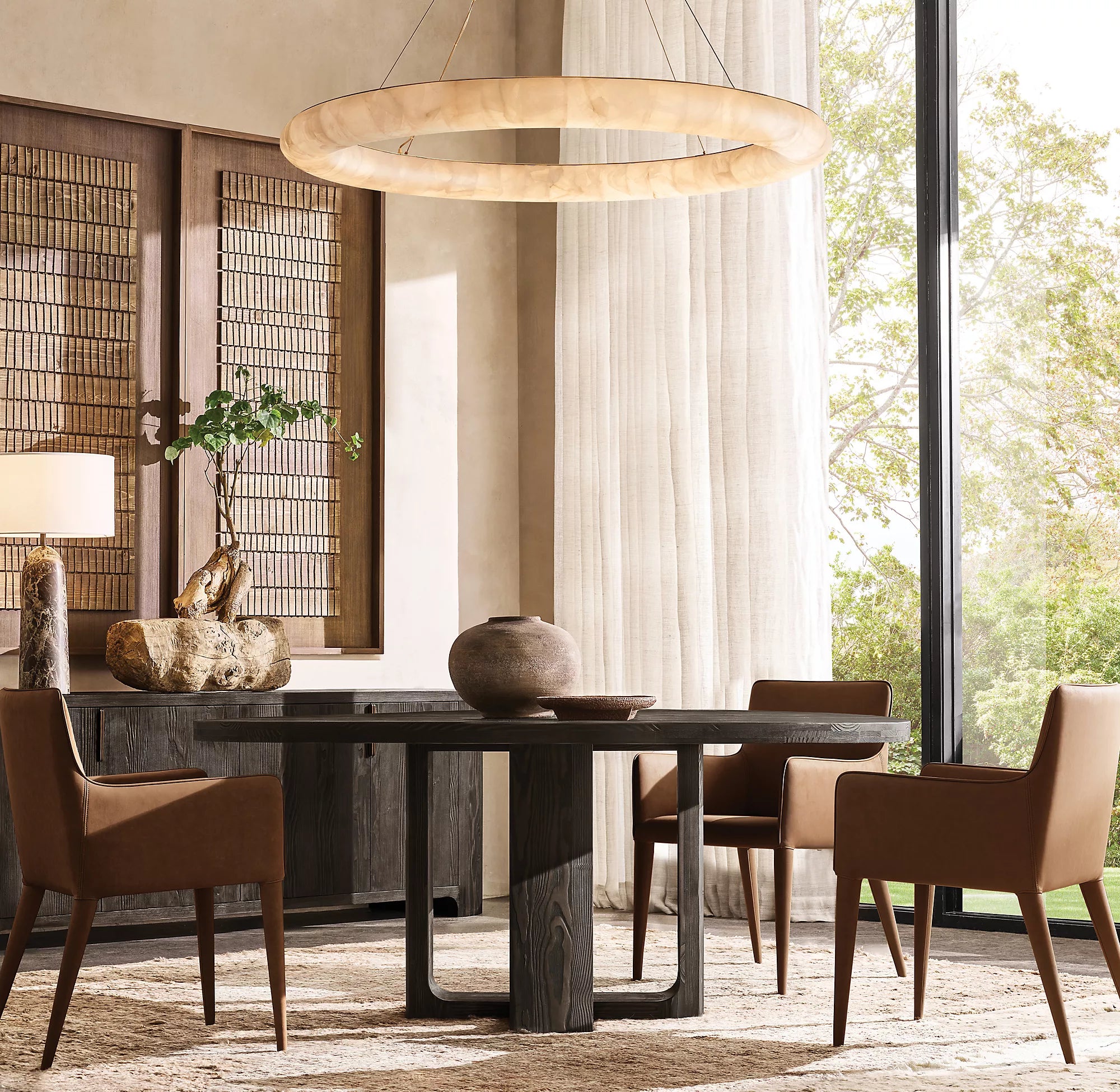60 Inch Lisse Ring Alabaster Chandelier - Rivage