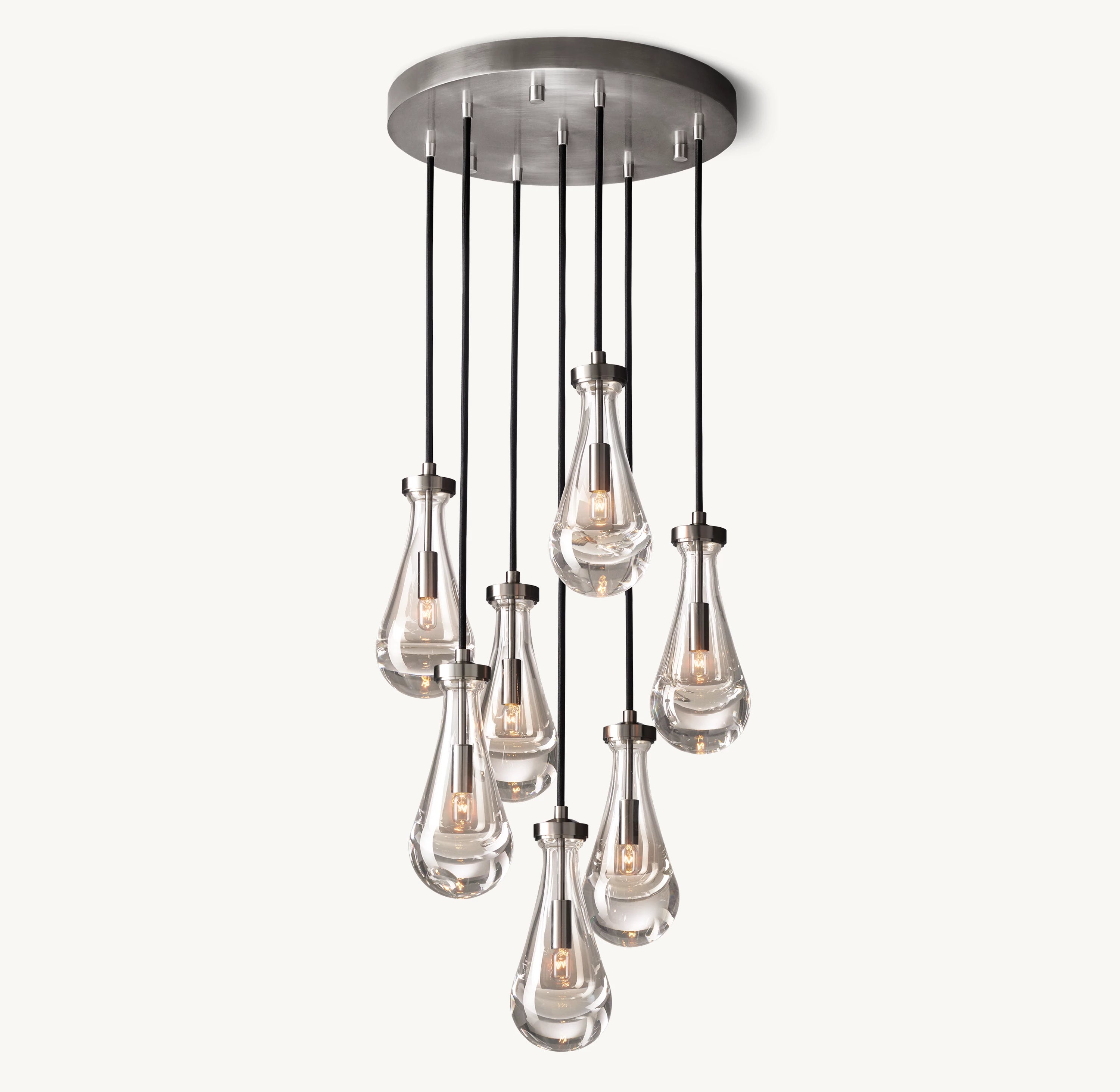 18 Inch Raindrop Glass Round Chandelier – Ava