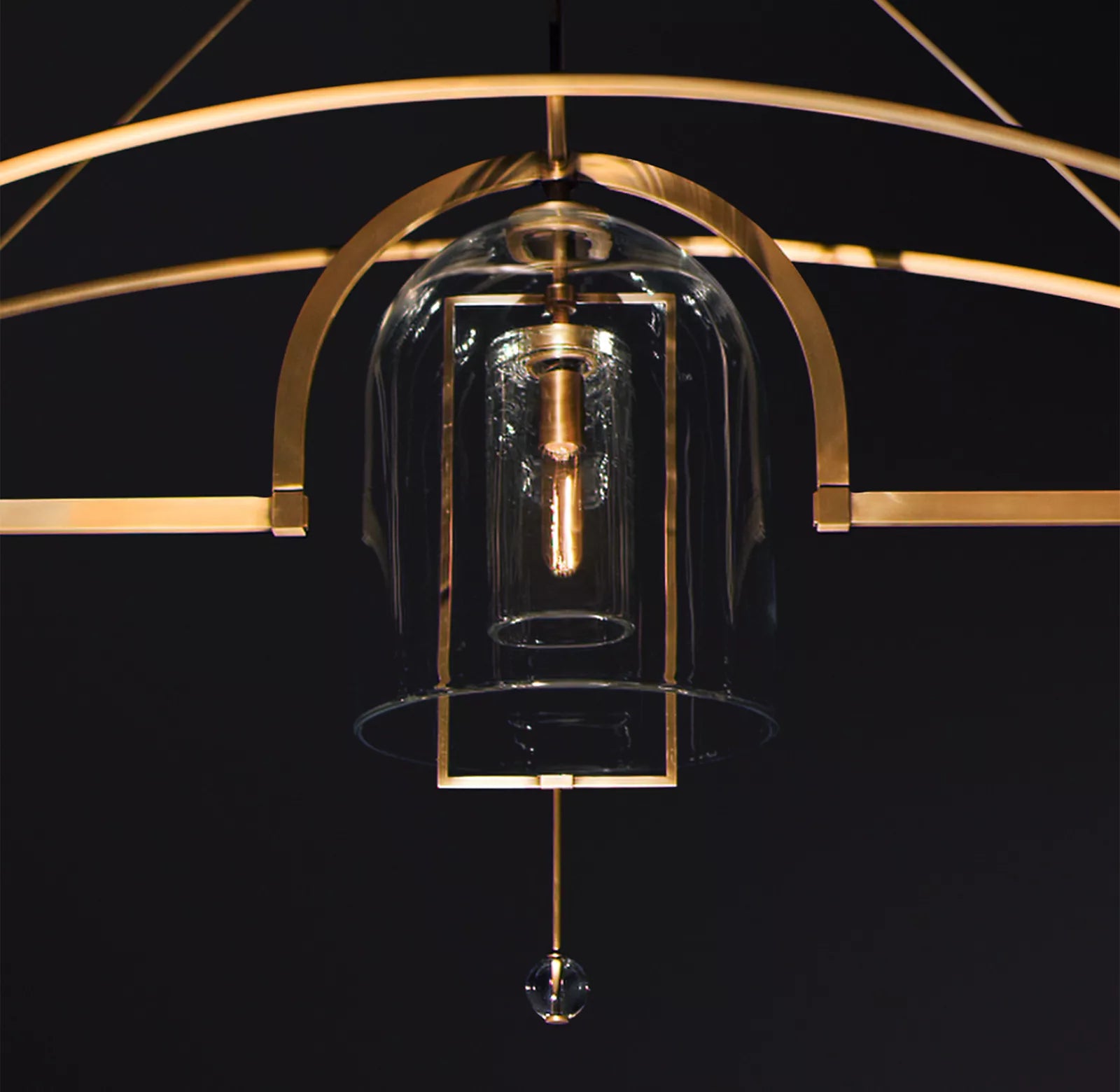 61 Inch Bell Glass Linear Chandelier - Fulcrum