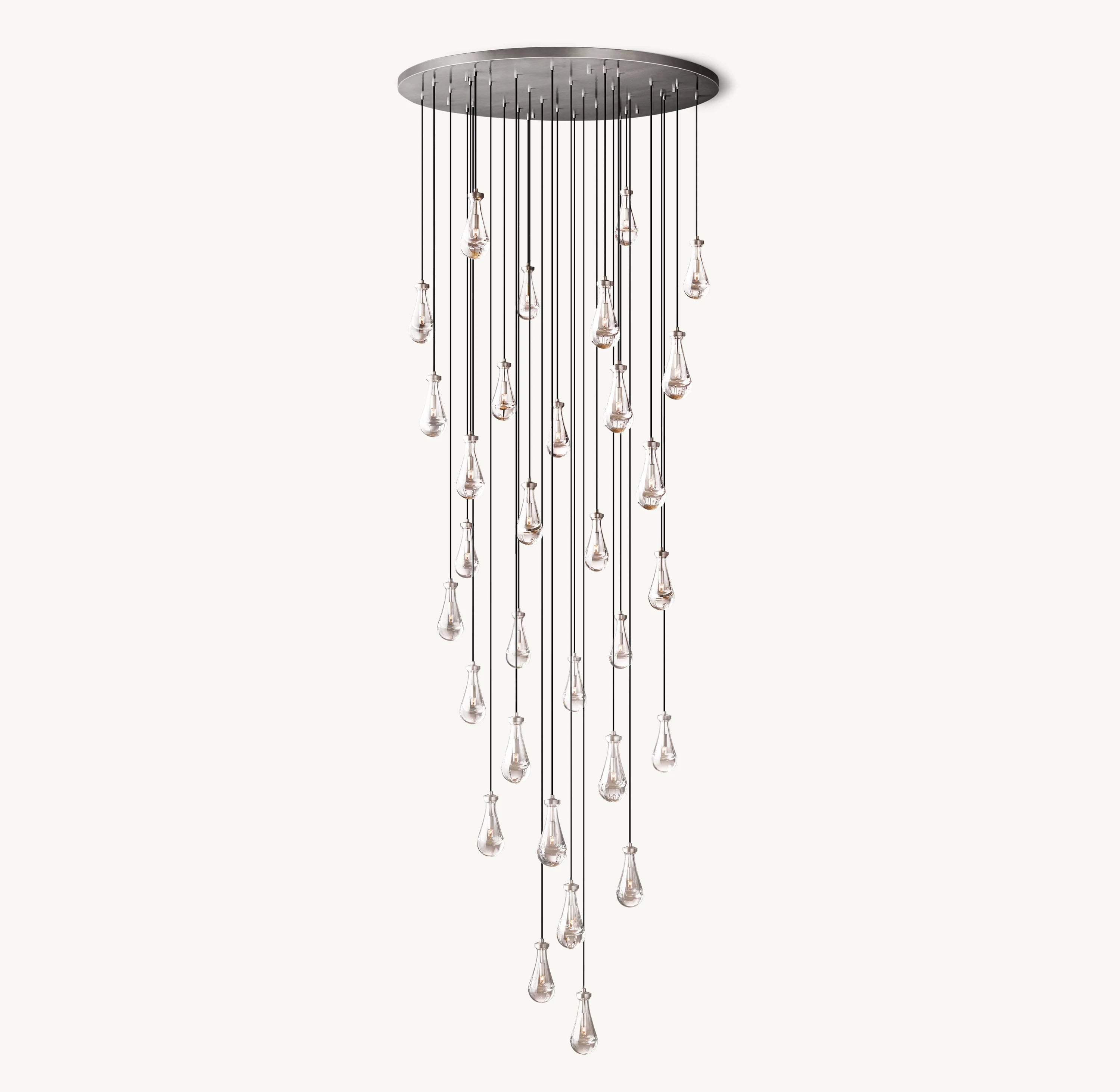 60 Inch Raindrop Glass Round Chandelier – Ava