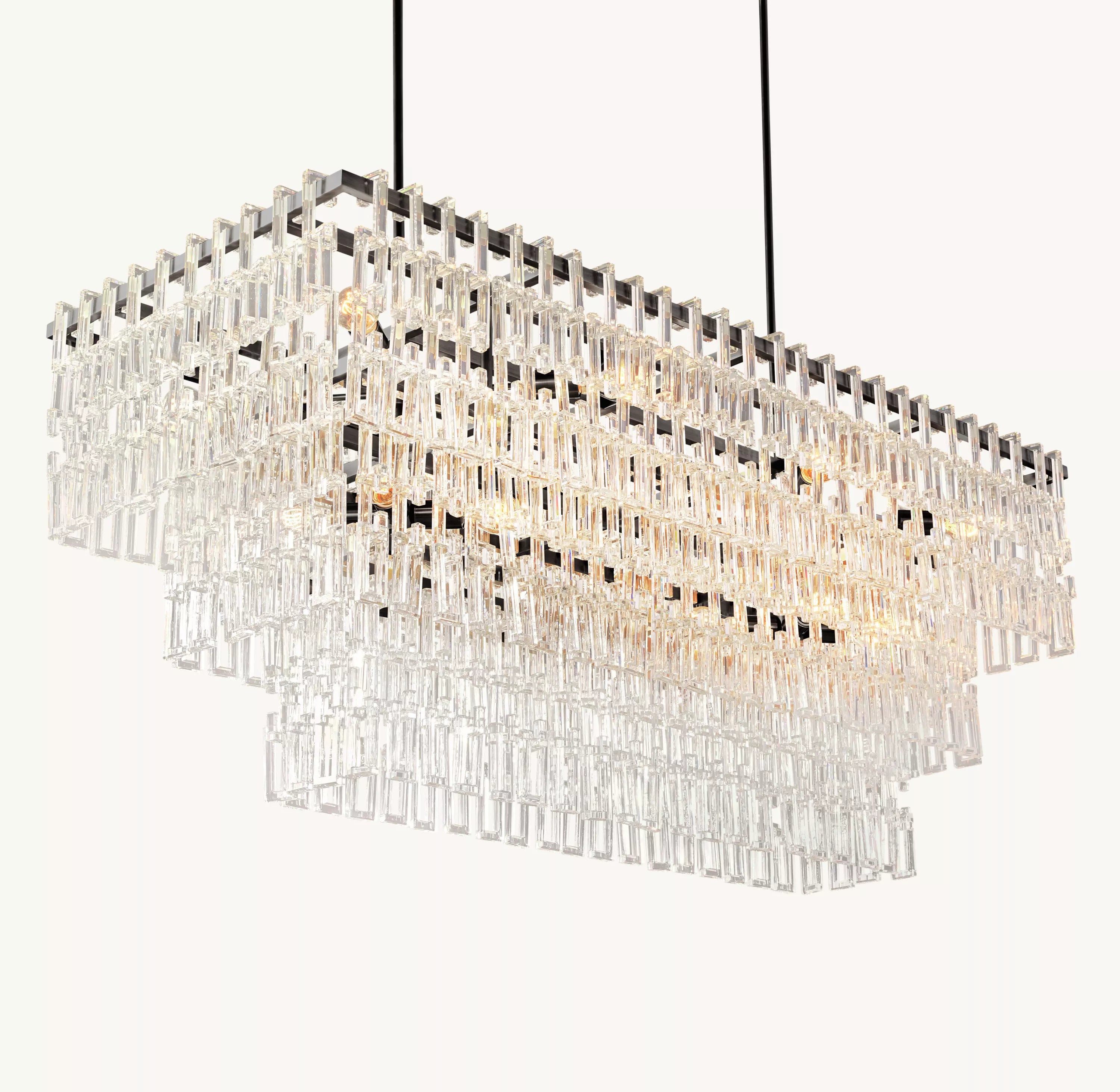 62 Inch Chain Crystal Tiered Rectangular Chandelier - Marignan
