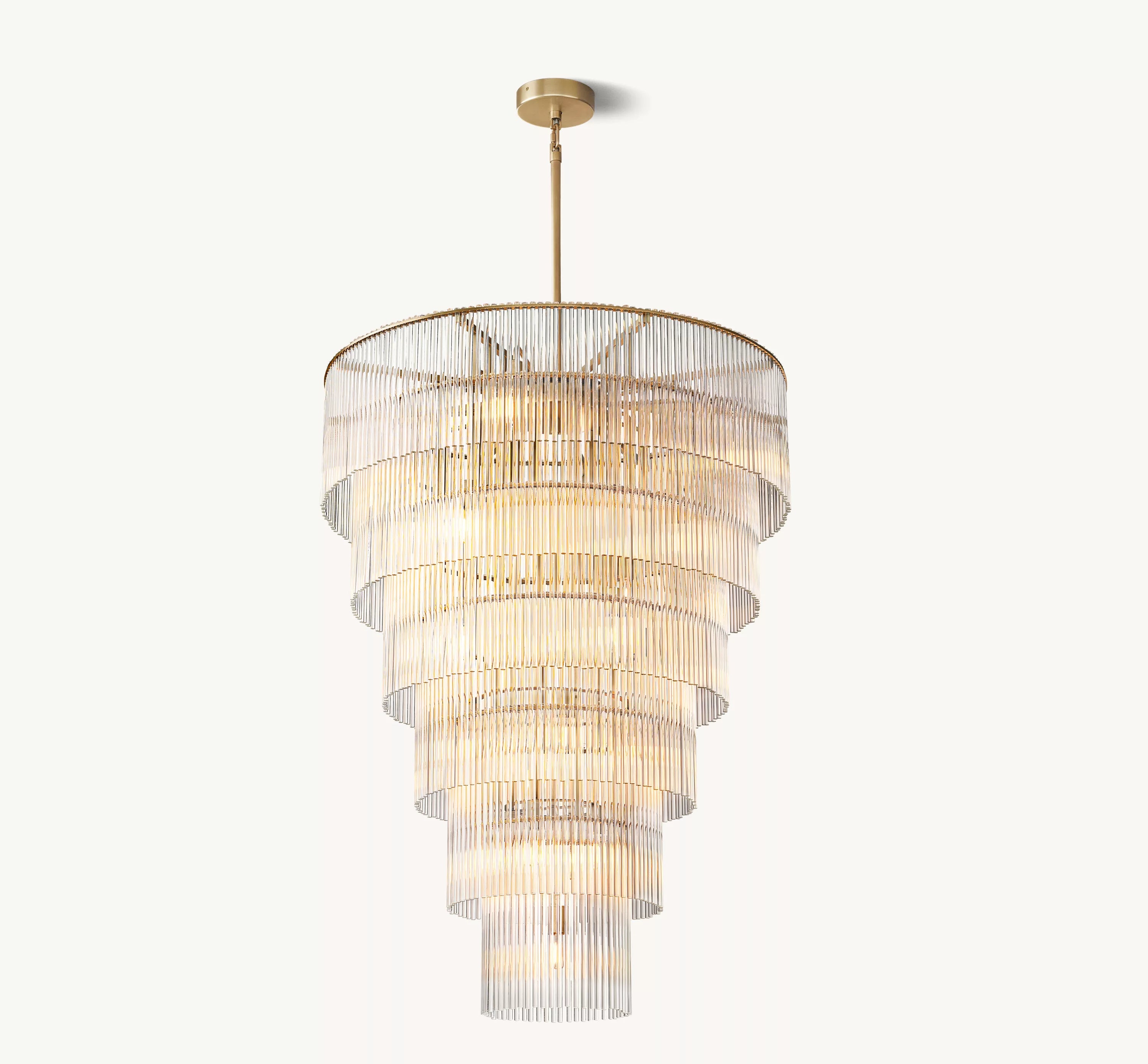 36 Inch Crystal Rod Tiered Chandelier - Amadeo
