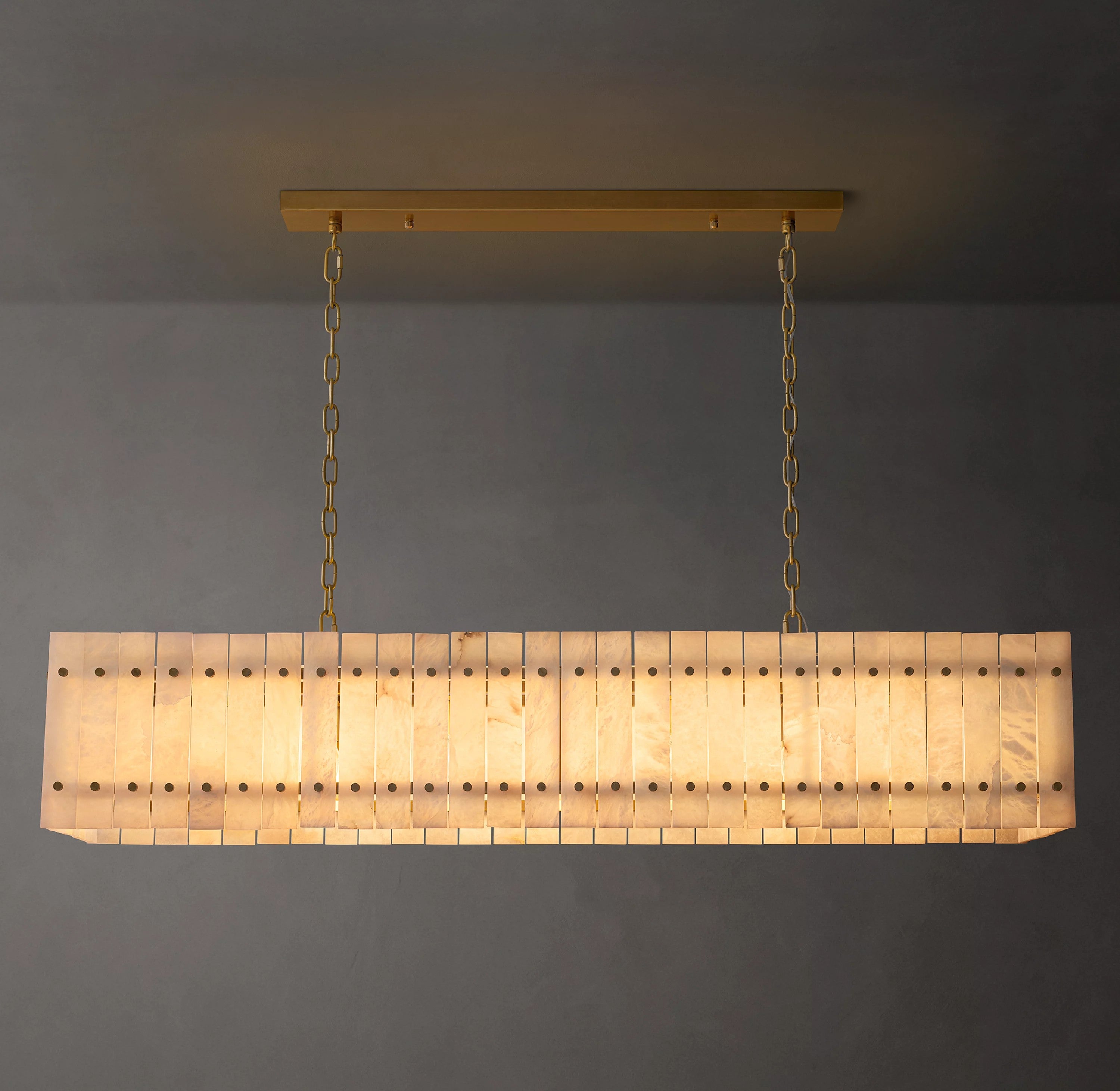 54 Inch Alabaster Rectangular Chandelier - San Marco