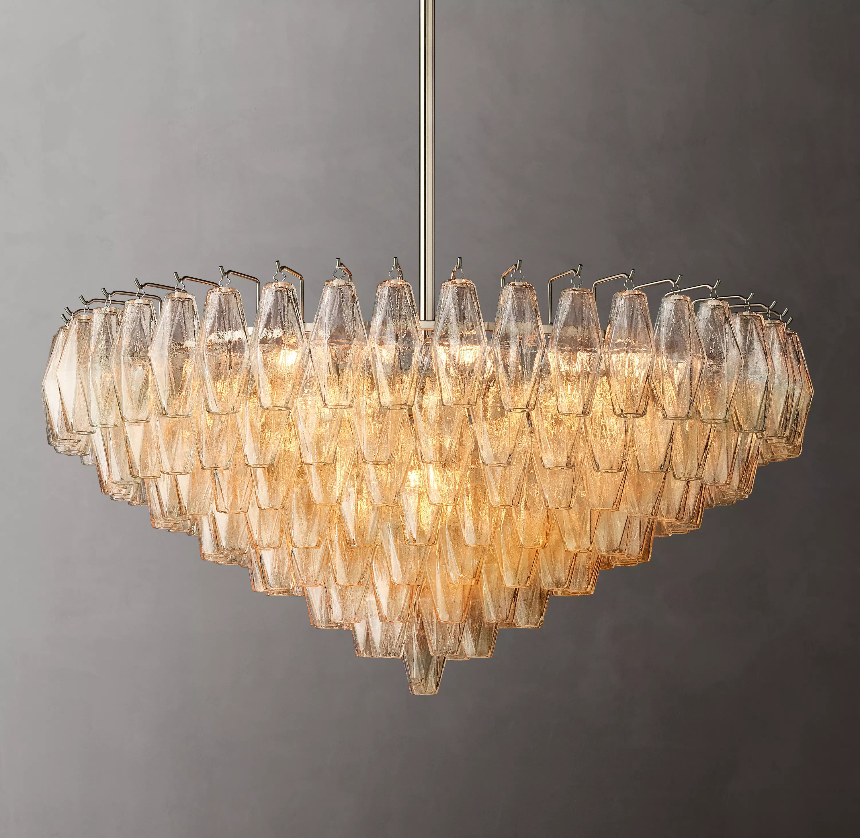 36 Inch Clear Murano Glass Tiered Chandelier - Chiara
