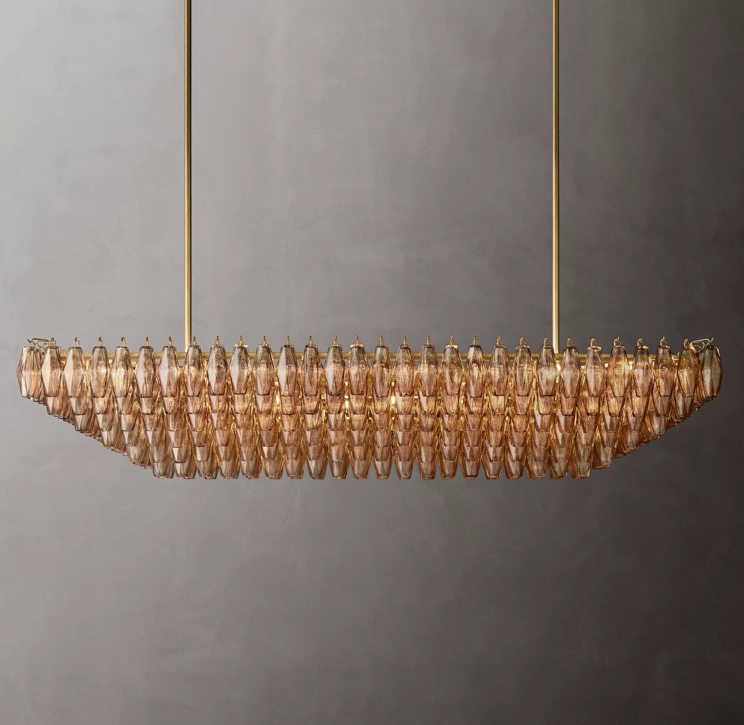 74 Inch Smoked Murano Glass Tiered Rectangular Chandelier - Chiara