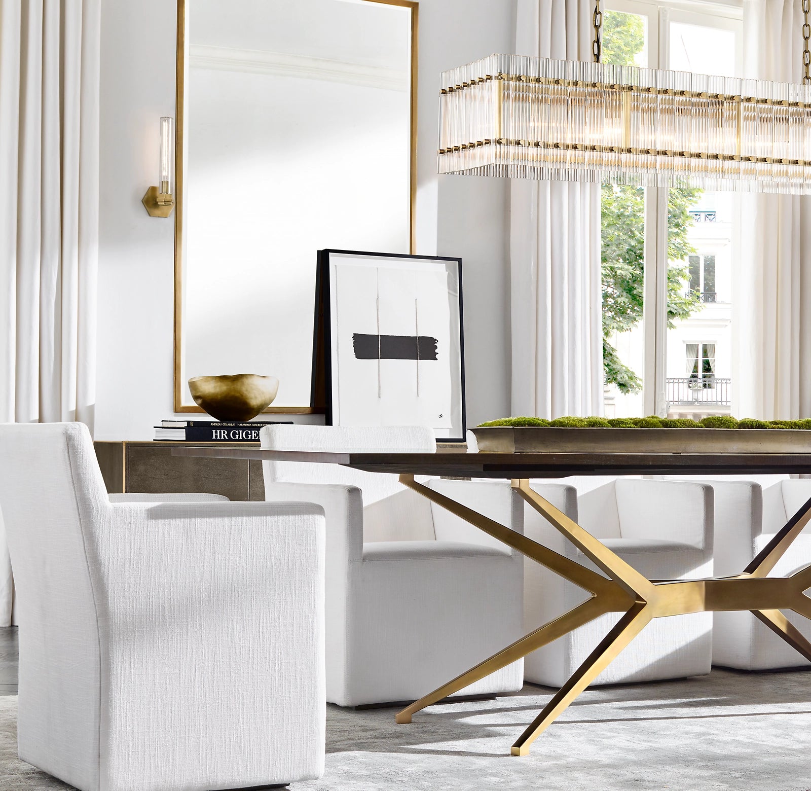 72 Inch Ribbed Glass Rectangular Chandelier - San Marco