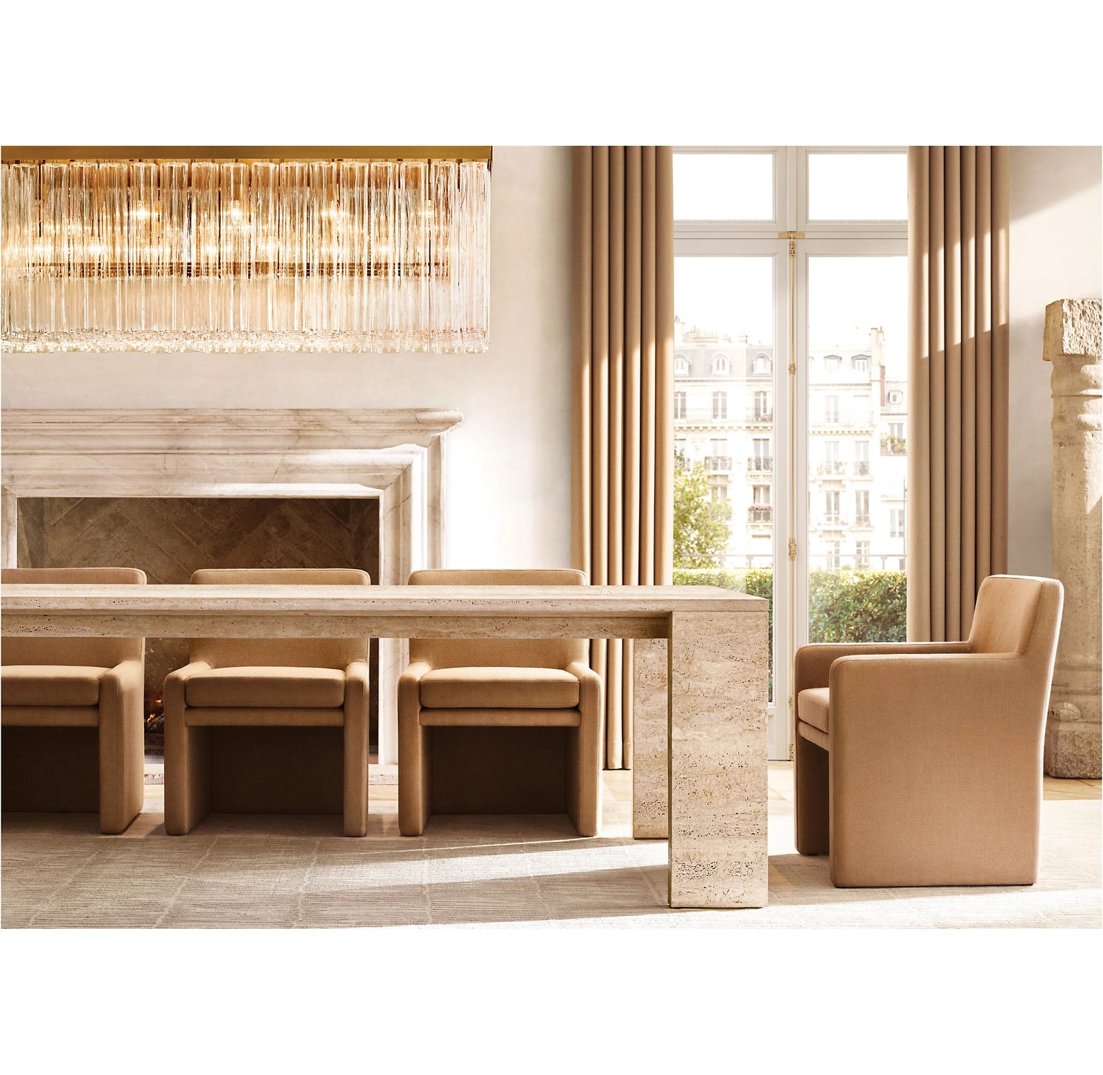 72 Inch Tronchi Glass Rectangular Chandelier - Cielo