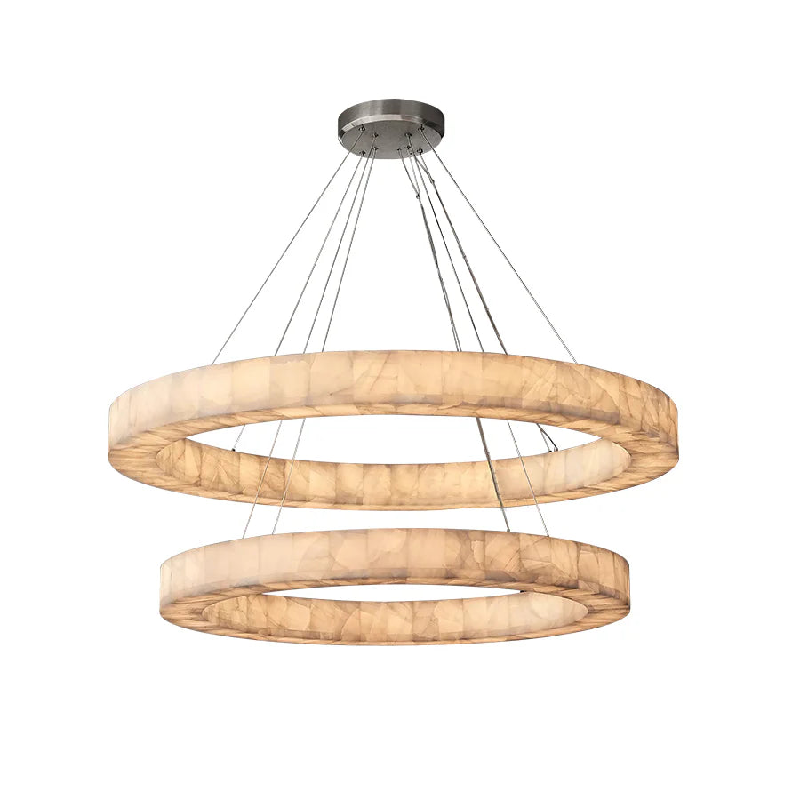 60 Inch Lueur Two-Tier Alabaster Chandelier - Rivage