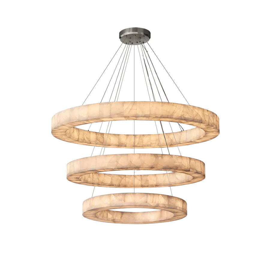 60 Inch Lueur Three-Tier Alabaster Chandelier - Rivage