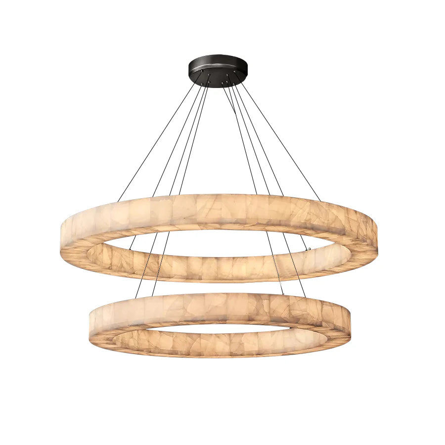 60 Inch Lueur Two-Tier Alabaster Chandelier - Rivage