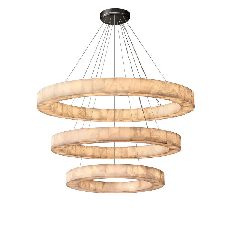 60 Inch Lueur Three-Tier Alabaster Chandelier - Rivage