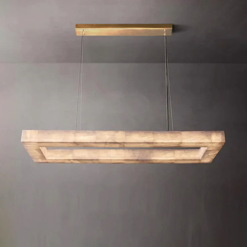 54 Inch Lueur Rectangular Alabaster Chandelier - Rivage