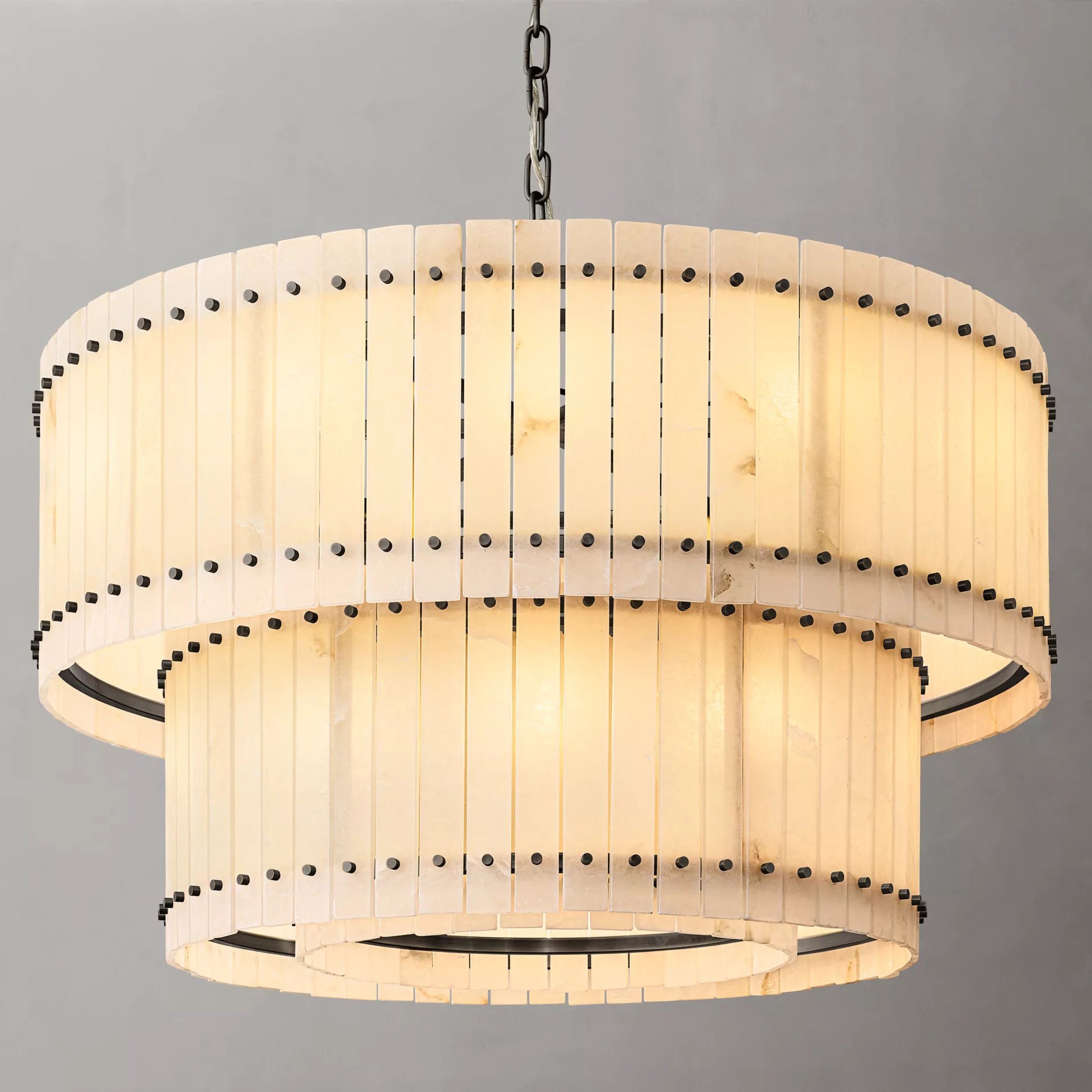 48 Inch Alabaster Two-Tier Chandelier - San Marco