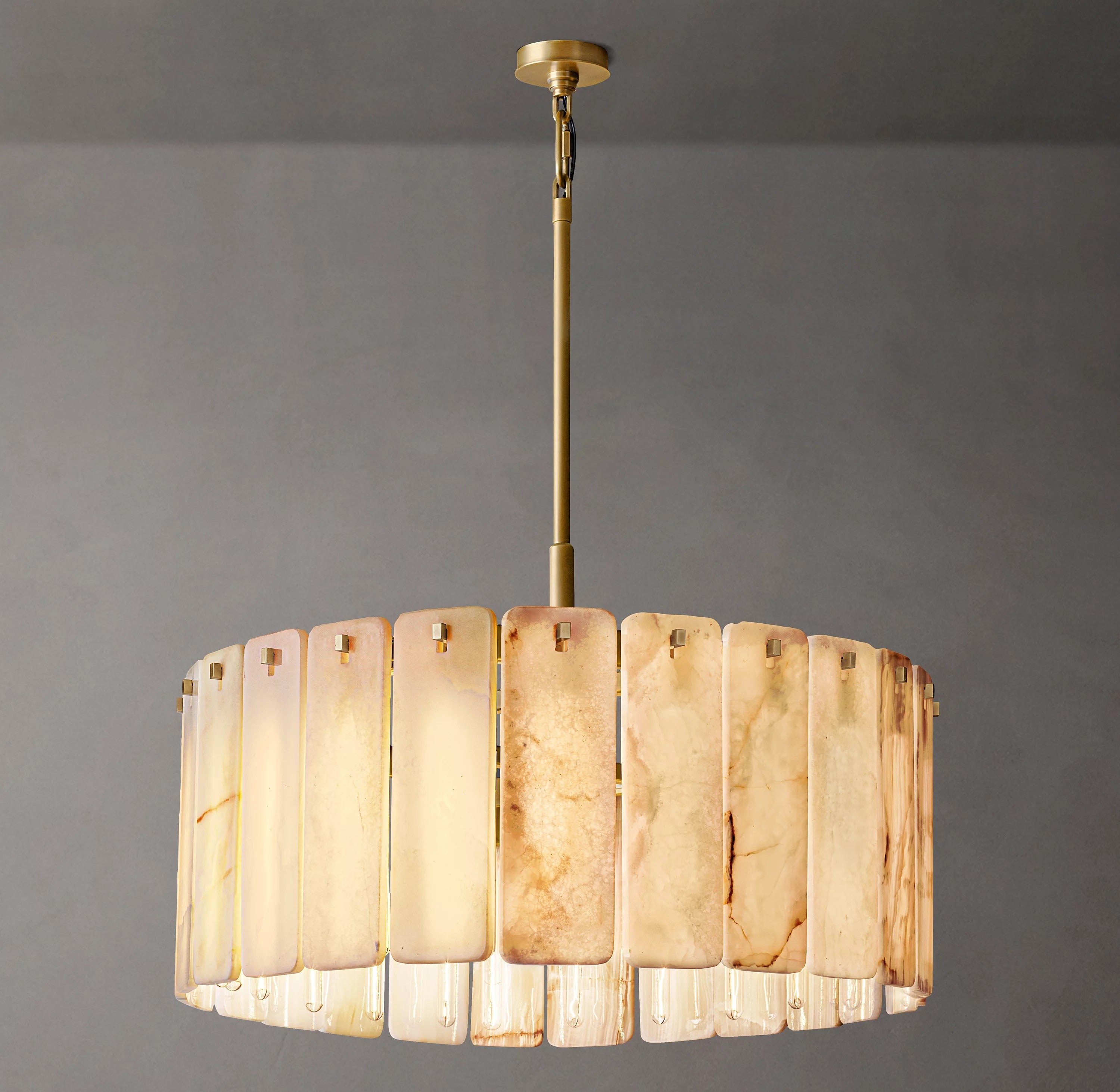 36 Inch Alabaster Round Chandelier - Calamette