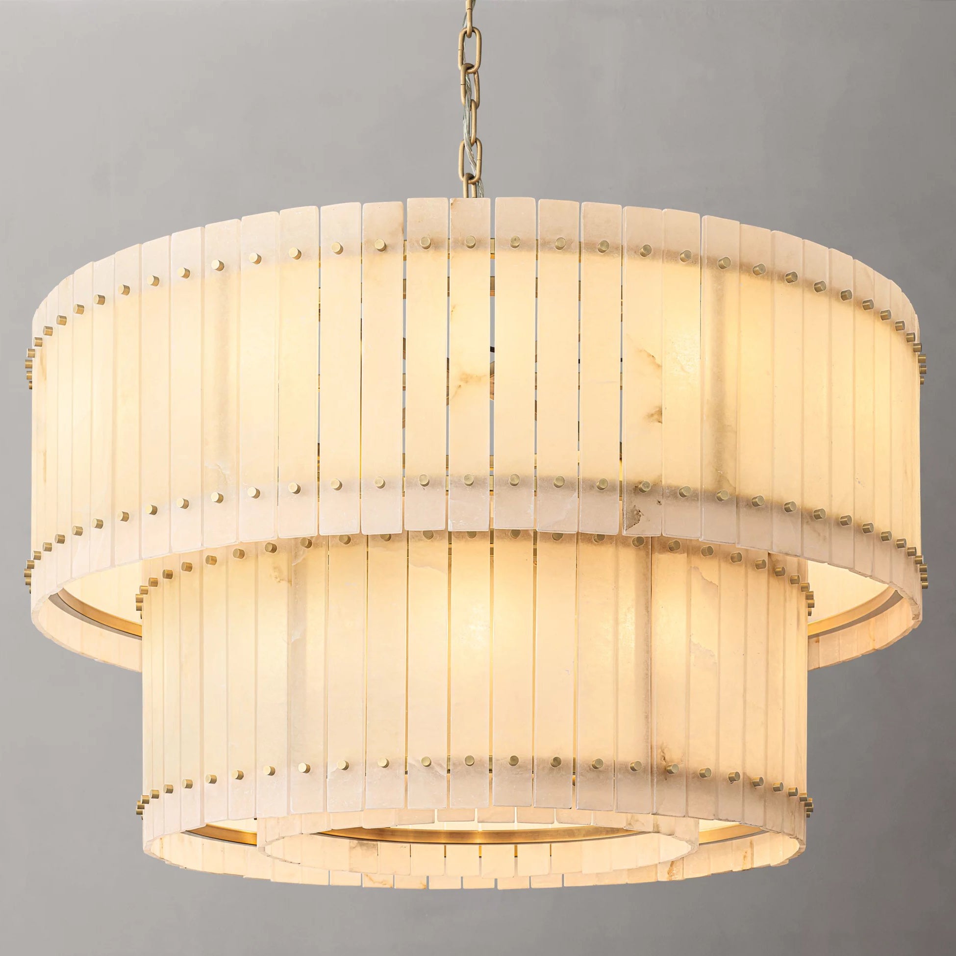 48 Inch Alabaster Two-Tier Chandelier - San Marco