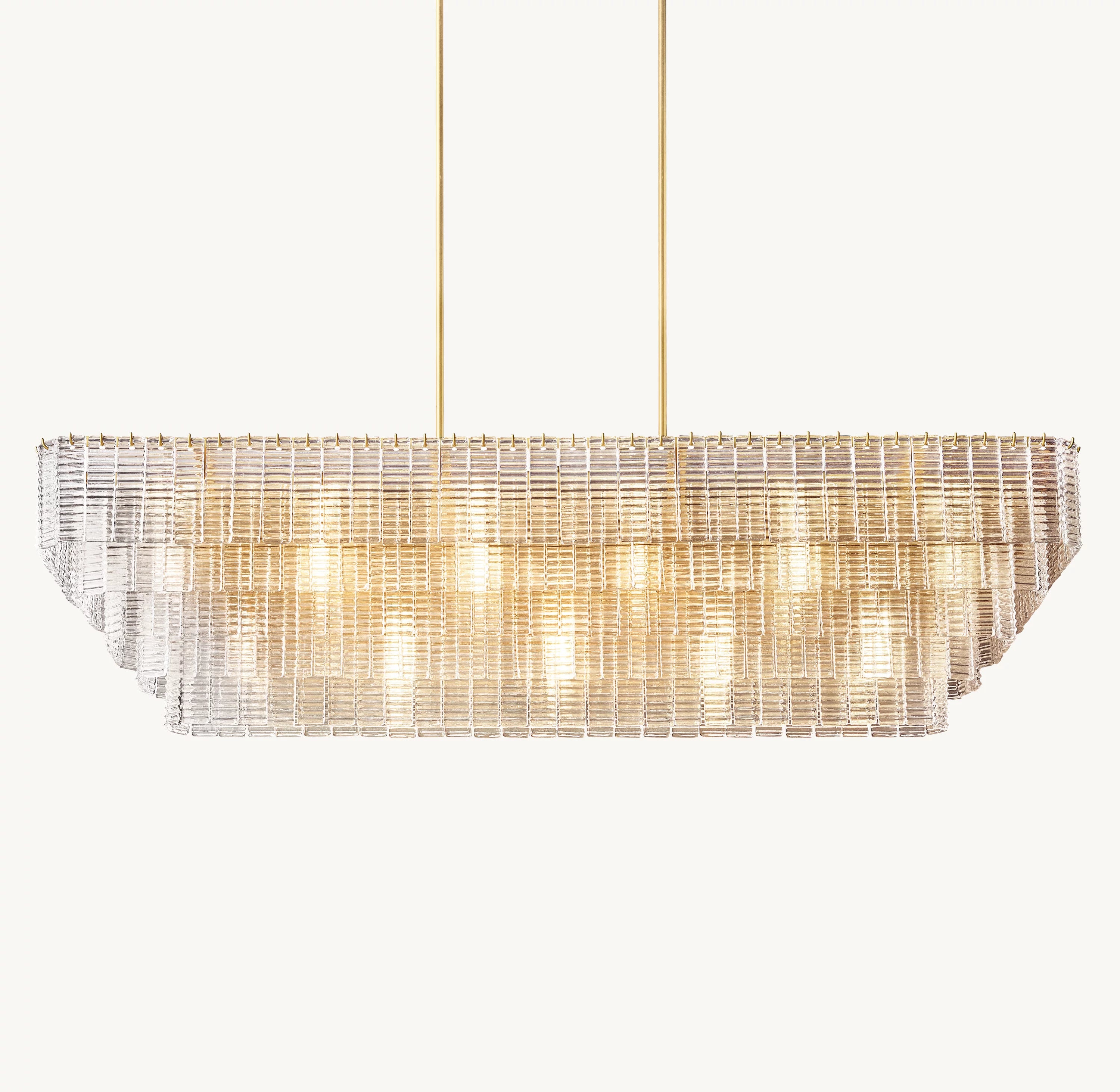 77 Inch Ribbed Clear Glass Rectangular Chandelier - Sirene