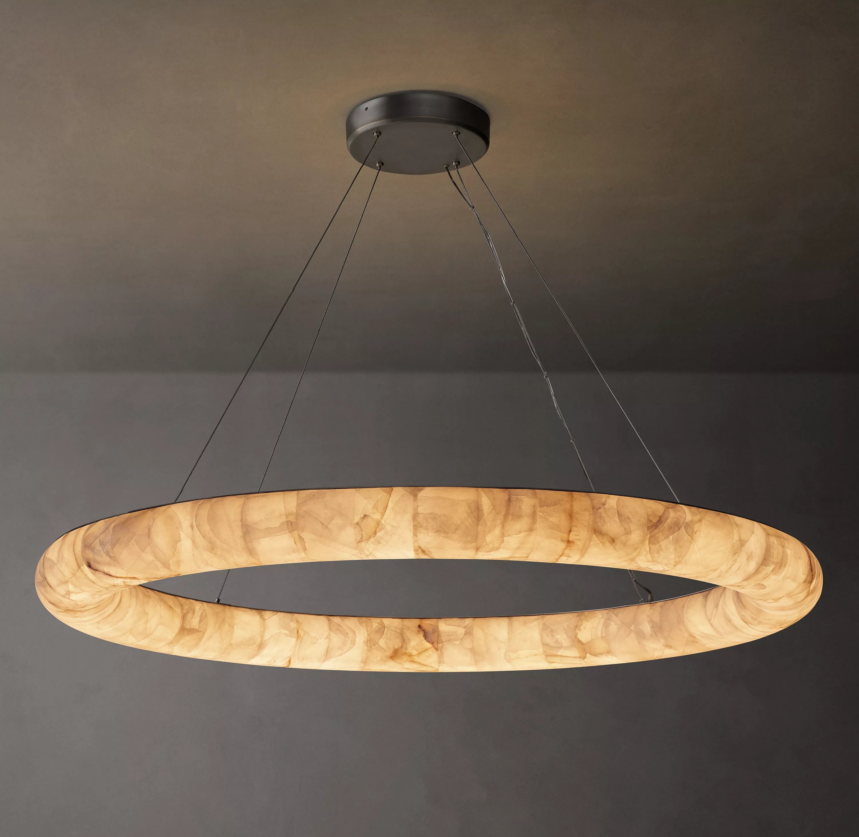 60 Inch Lisse Ring Alabaster Chandelier - Rivage