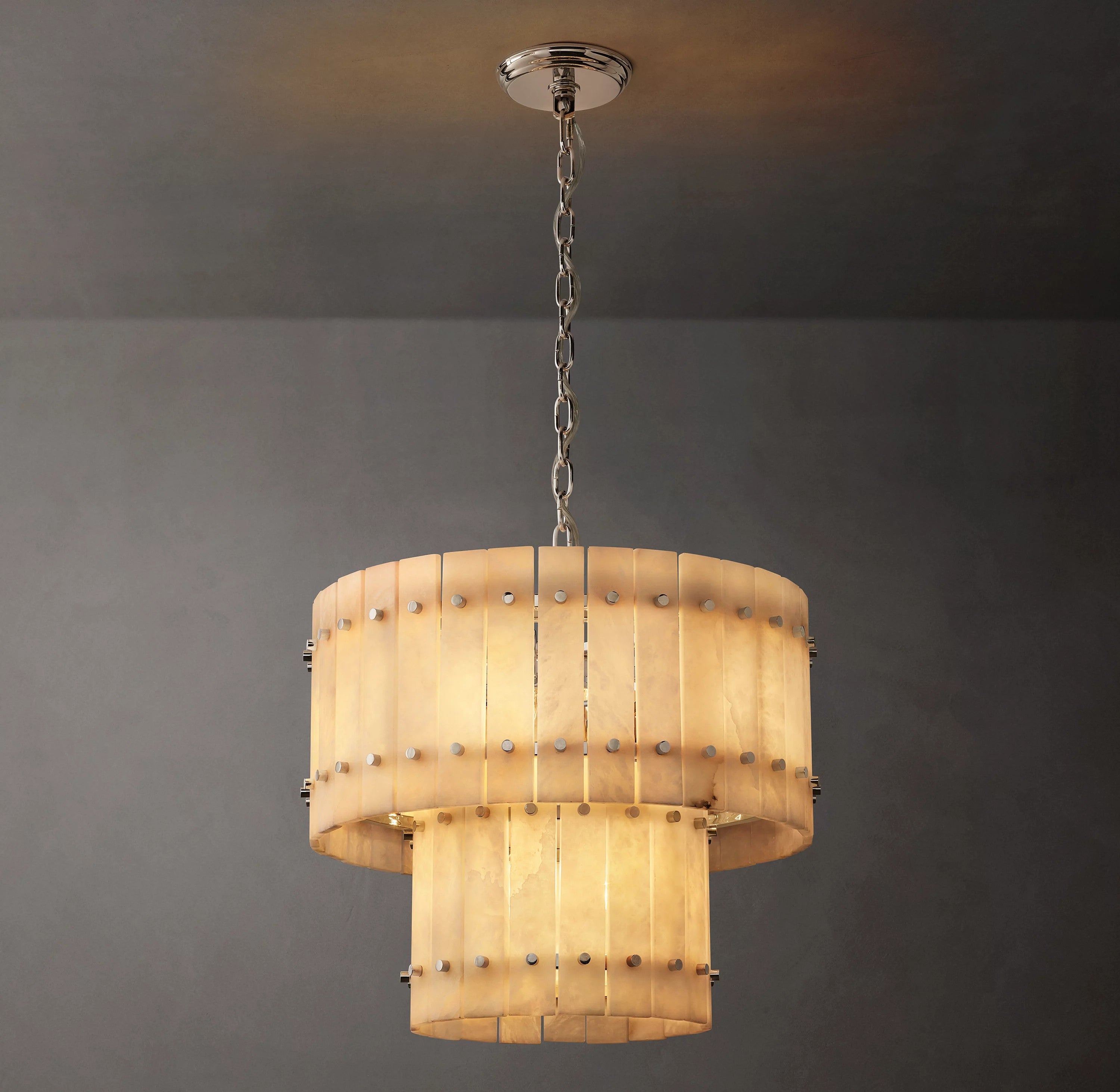 22 Inch Alabaster Two-Tier Chandelier - San Marco