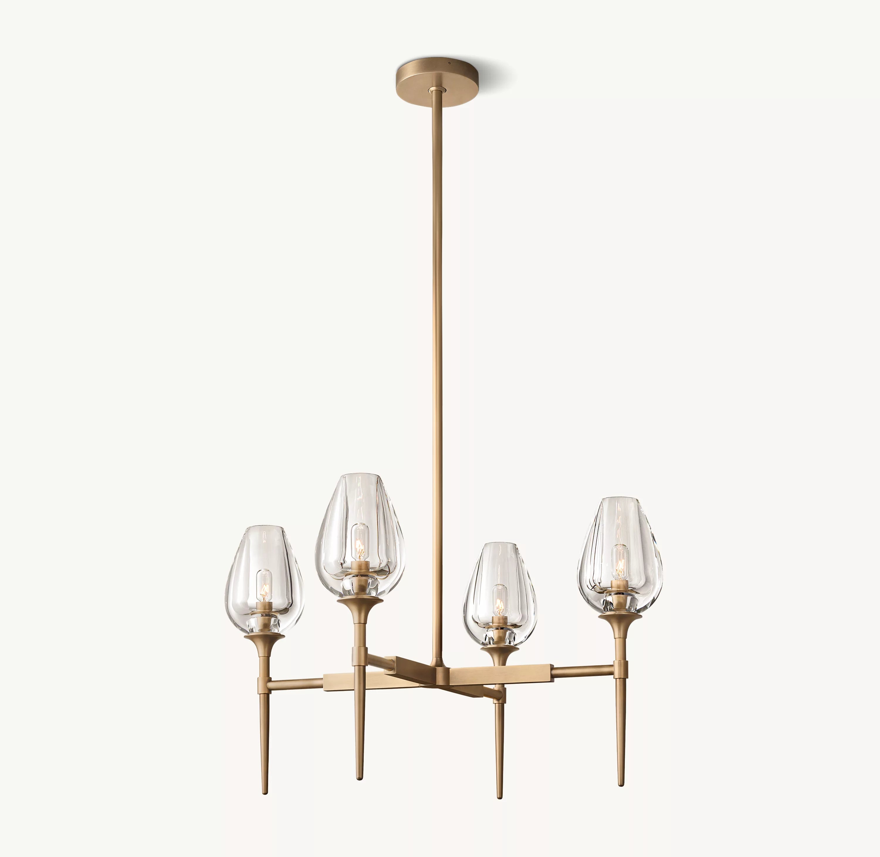 27 Inch Torchiere Crystal Arm Chandelier - Tulip