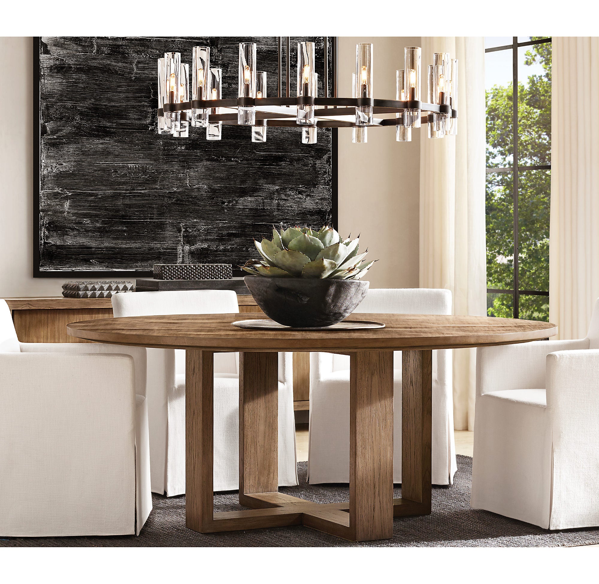 48 Inch Cylindrical Glass Candle Round Chandelier - Ravelle