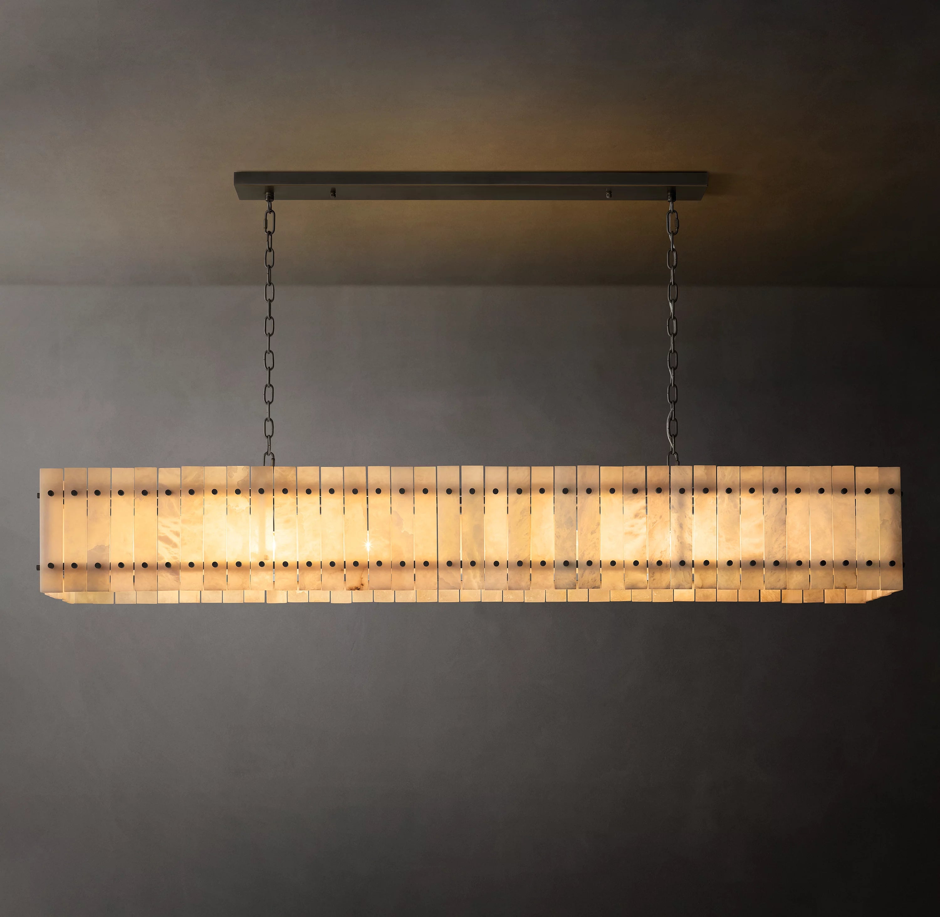 72 Inch Alabaster Rectangular Chandelier - San Marco