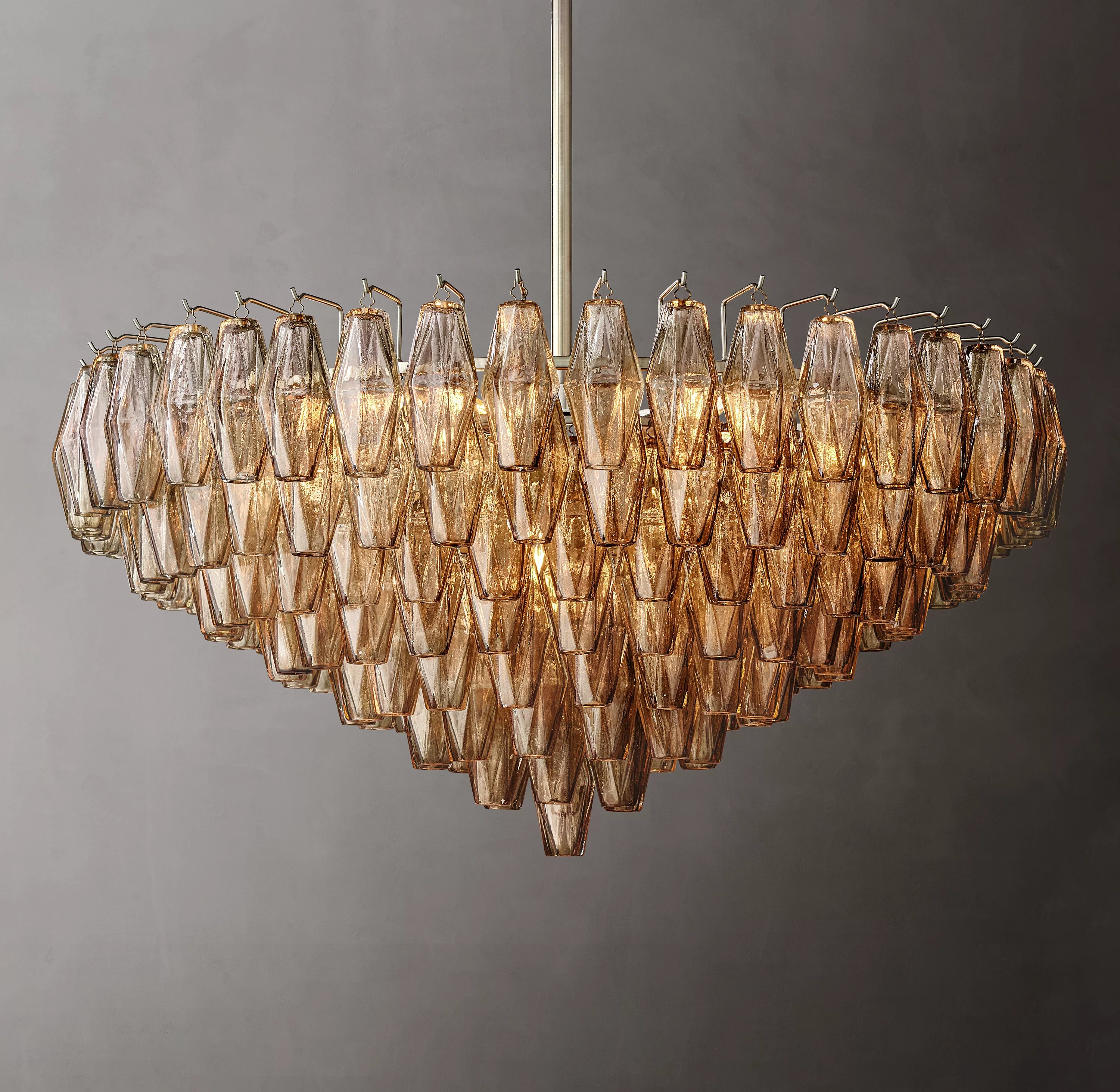36 Inch Smoked Murano Glass Tiered Chandelier - Chiara