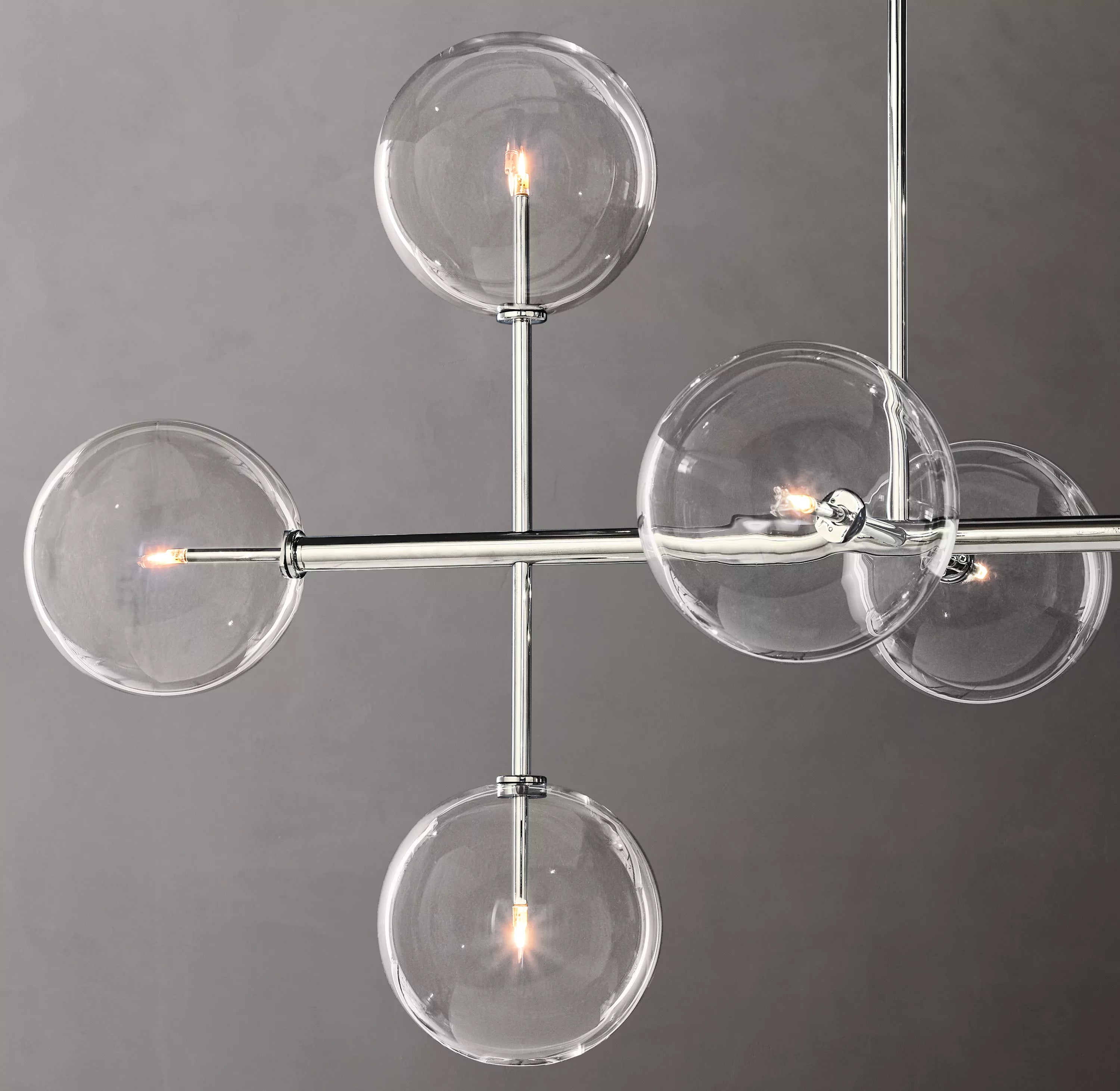 58 Inch Linear Sputnik Globe Glass Chandelier - Mobile