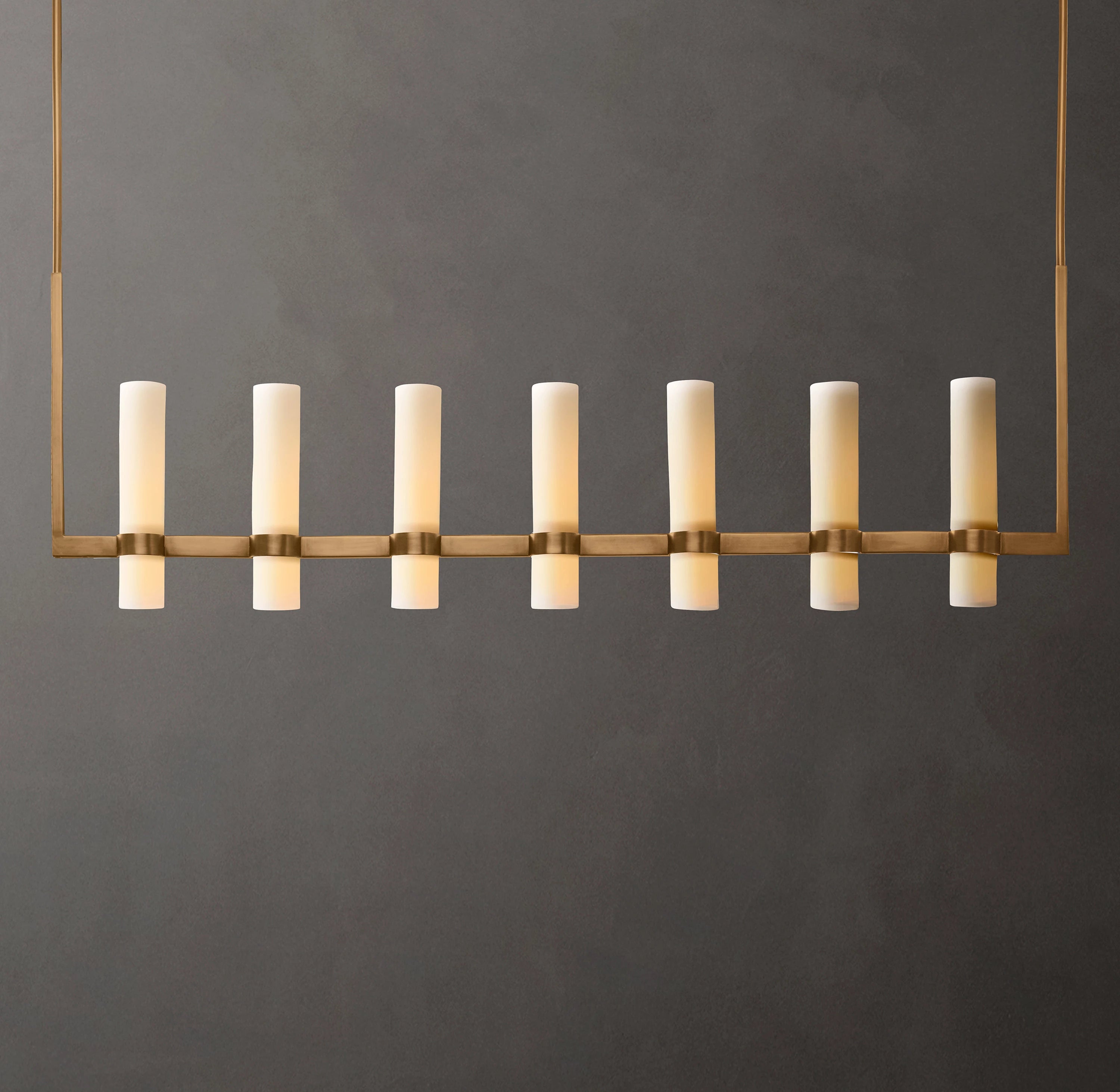 54 Inch Cylindrical Milk Glass Linear Chandelier - Ravelle