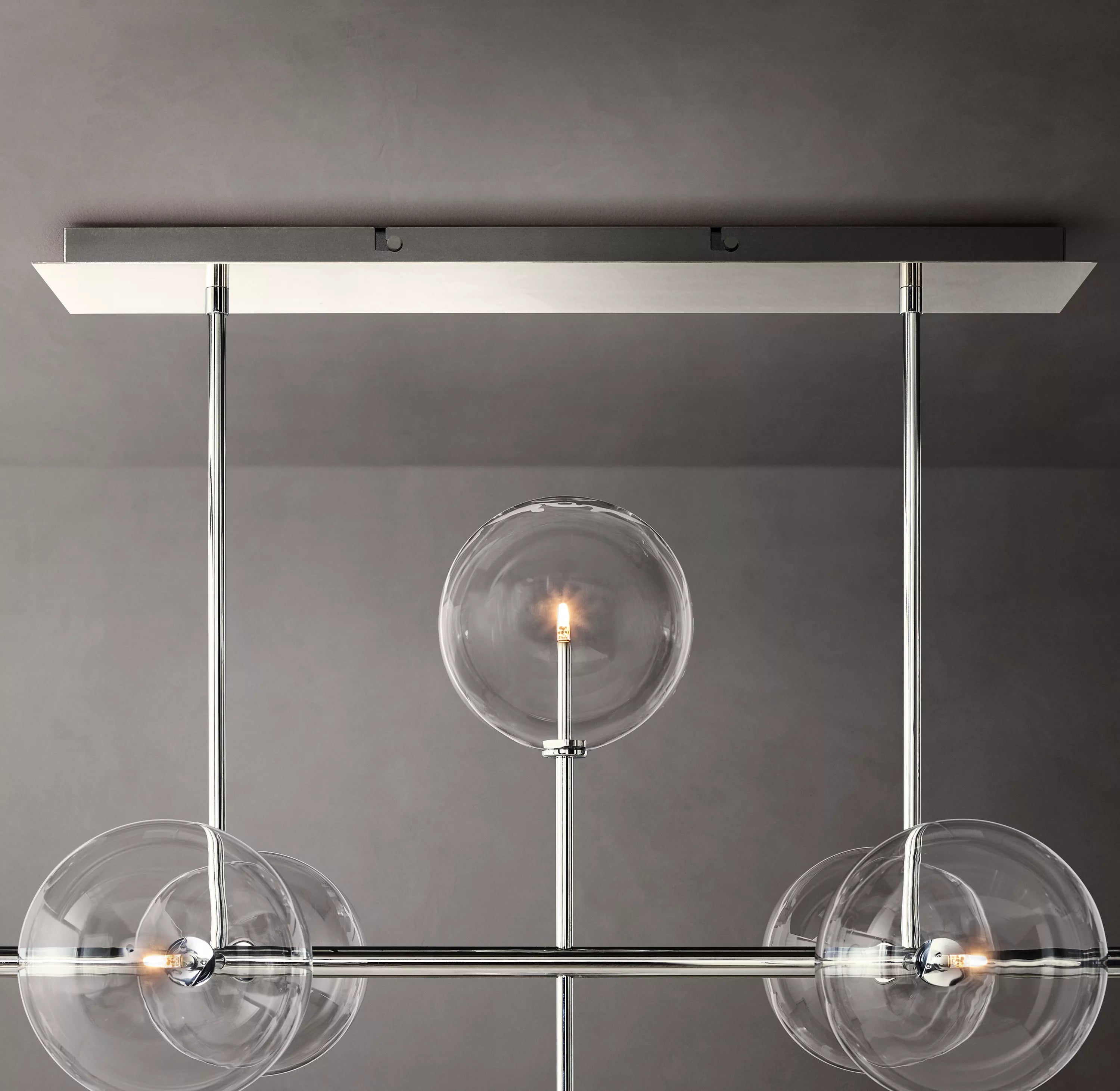 58 Inch Linear Sputnik Globe Glass Chandelier - Mobile