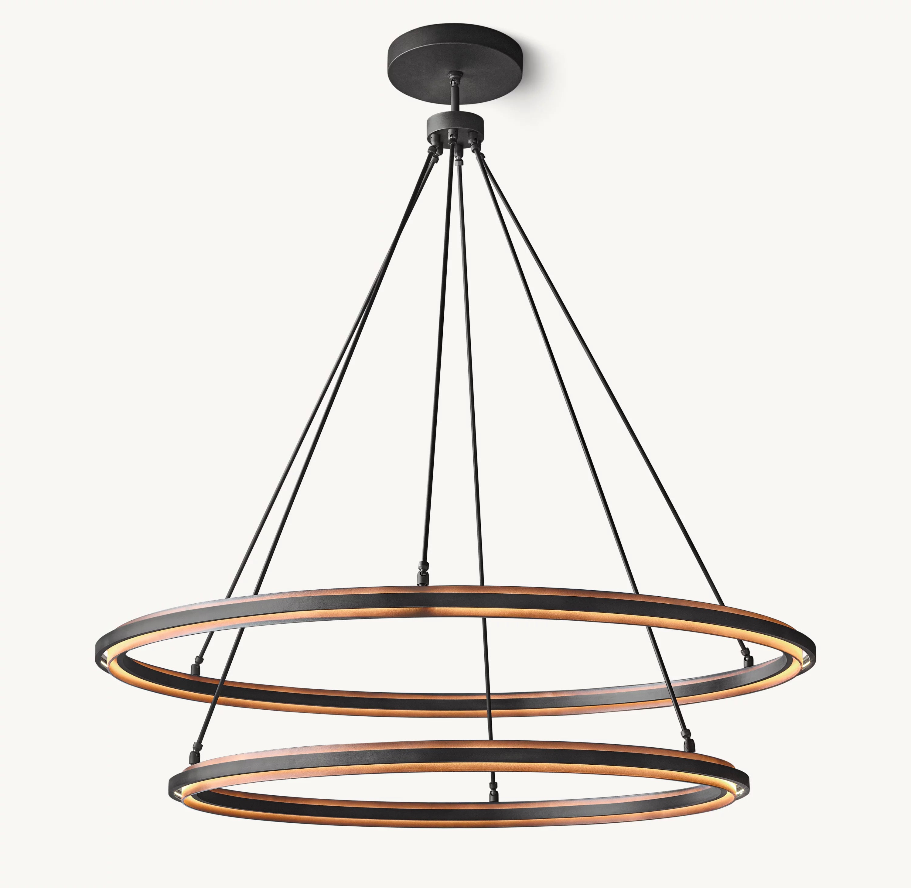 60 Inch Forged Iron Two-Tier Ring LED Chandelier - Peralta