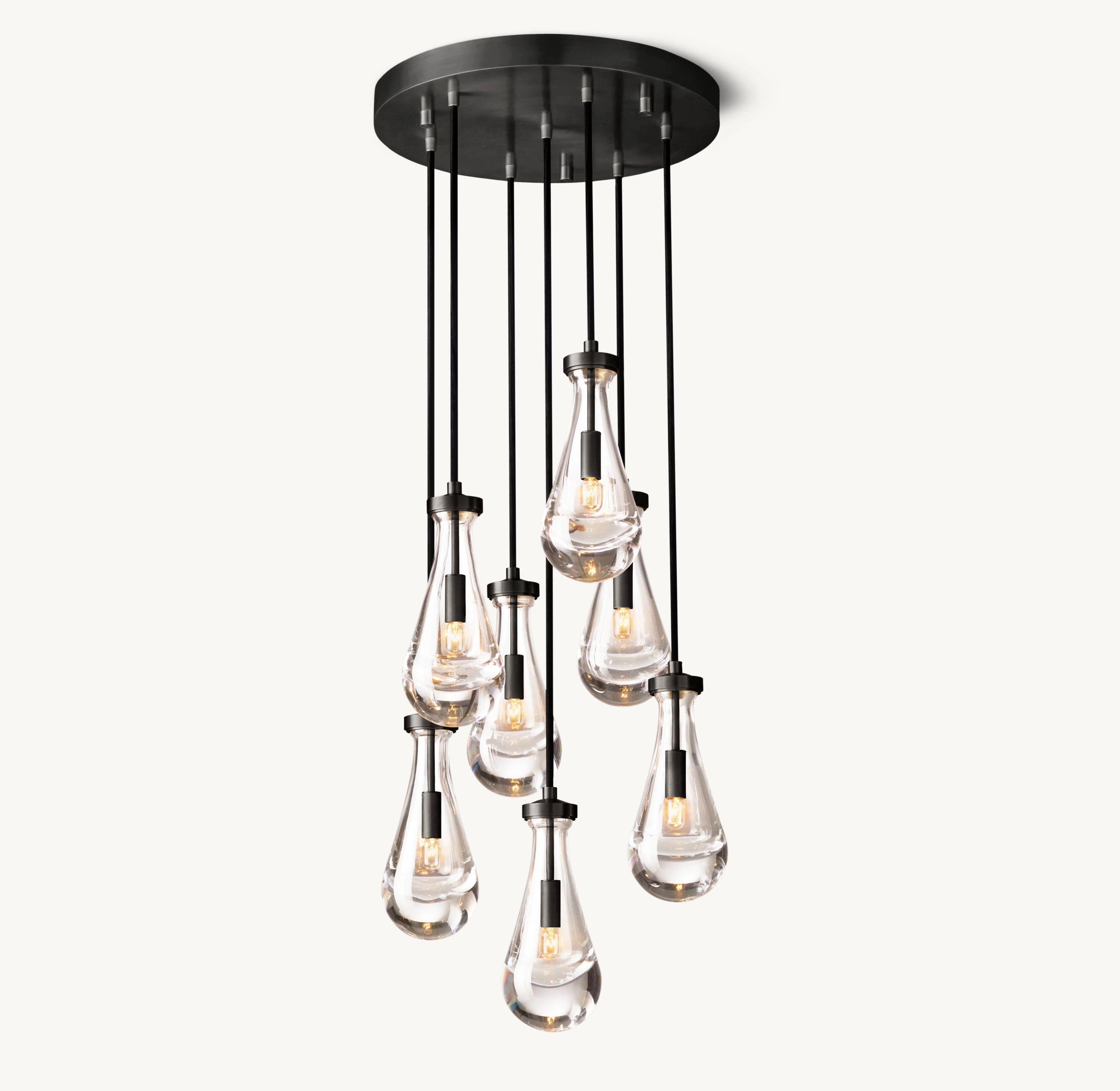 18 Inch Raindrop Glass Round Chandelier – Ava