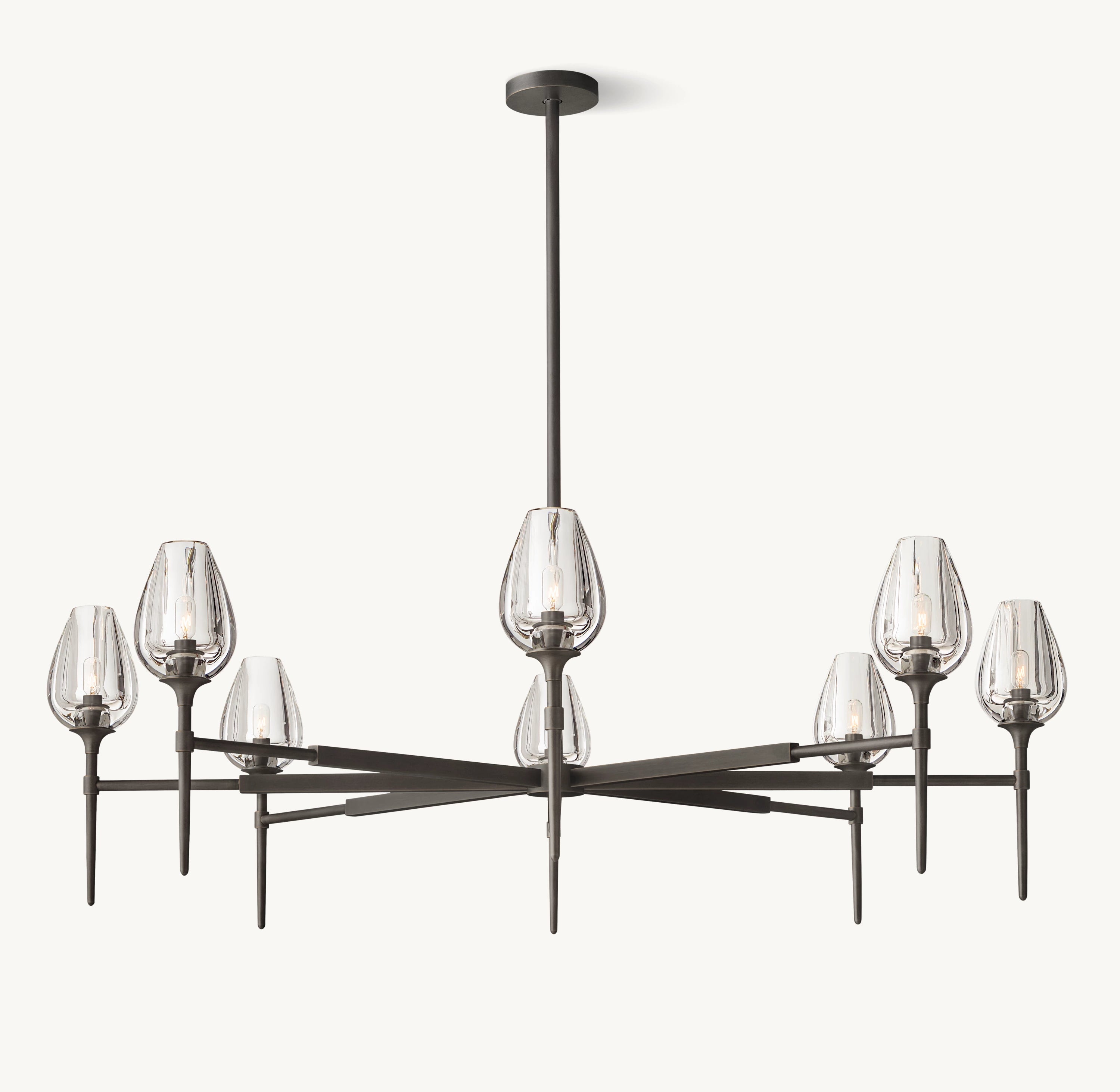 54 Inch Torchiere Crystal Arm Chandelier - Tulip